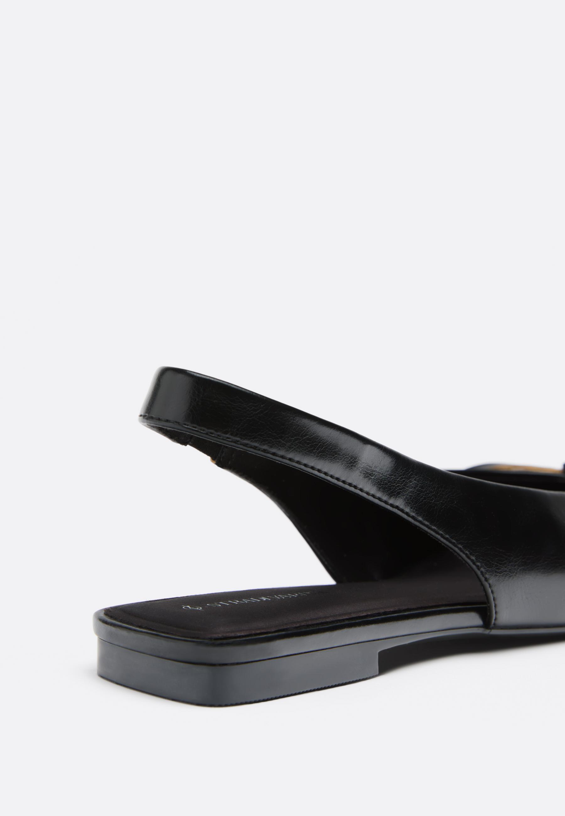 Pointed slingback ballet flats — BLACK