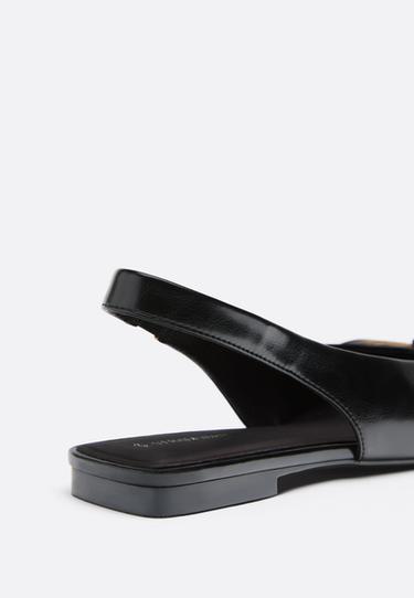 Pointed toe slingback ballerina pumps — BLACK  4