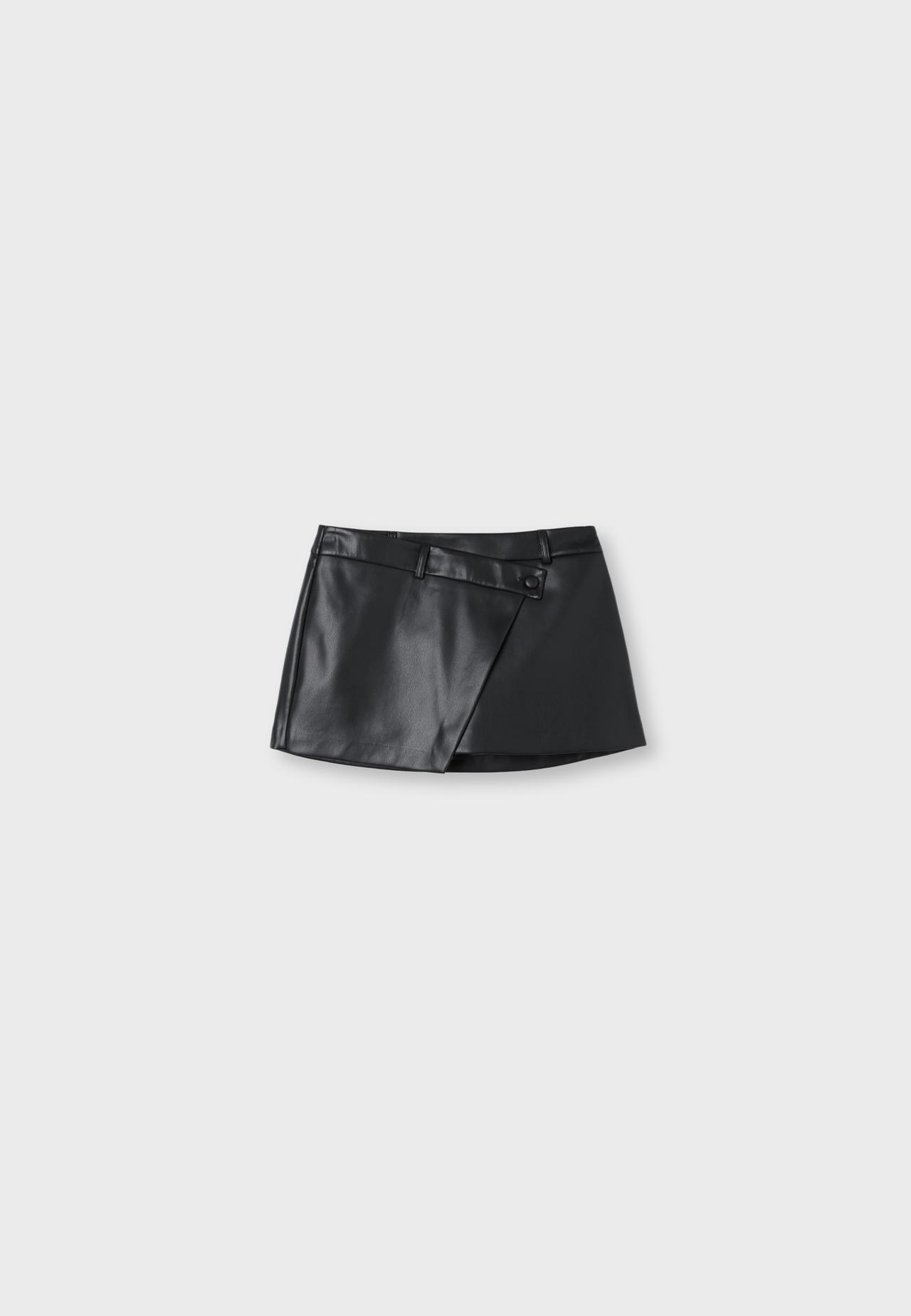 Leather effect crossover mini skirt — Black