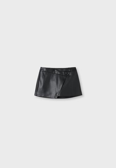 Leather effect crossover mini skirt — Black 7