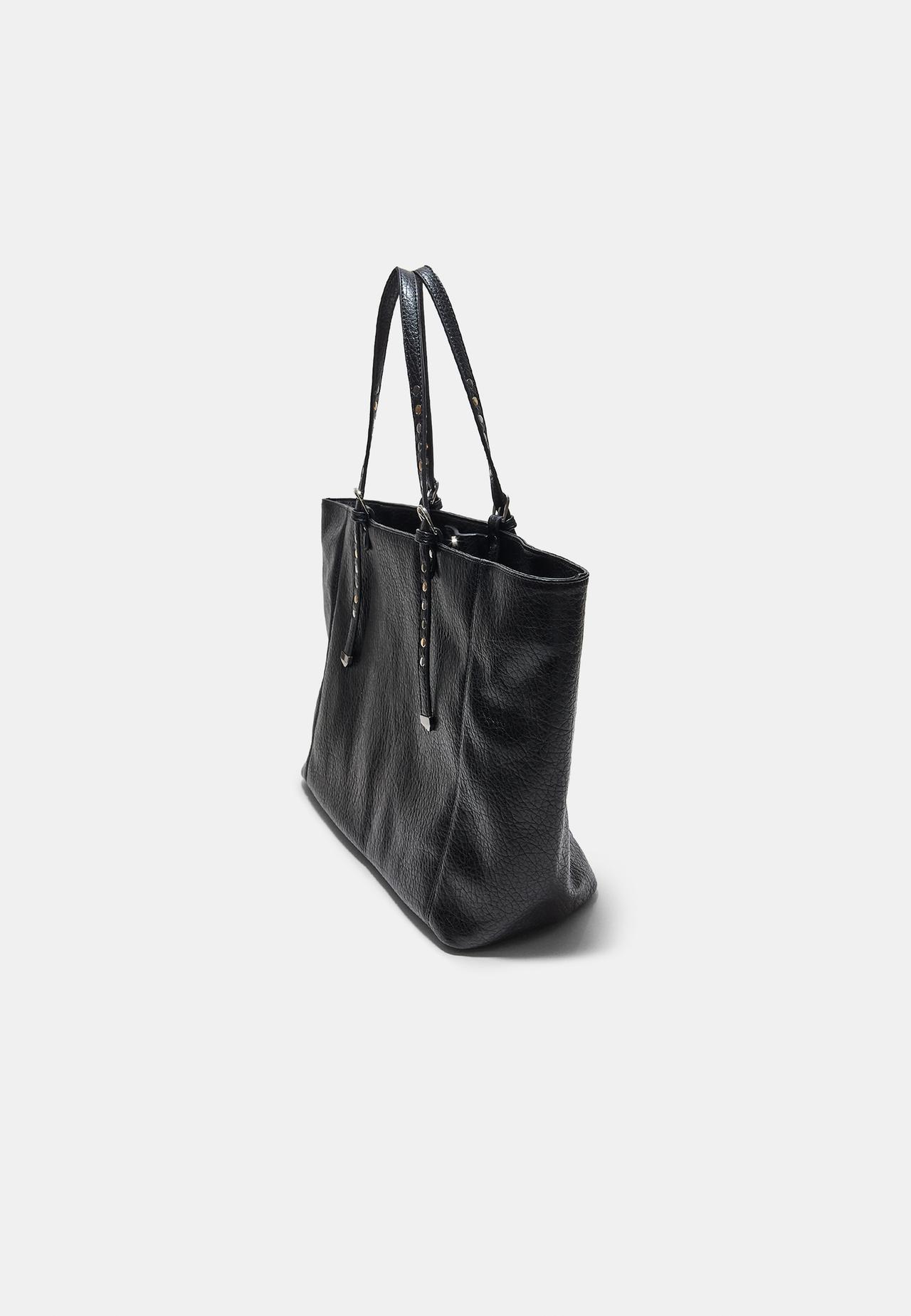 Studded handle shopper bag — Black