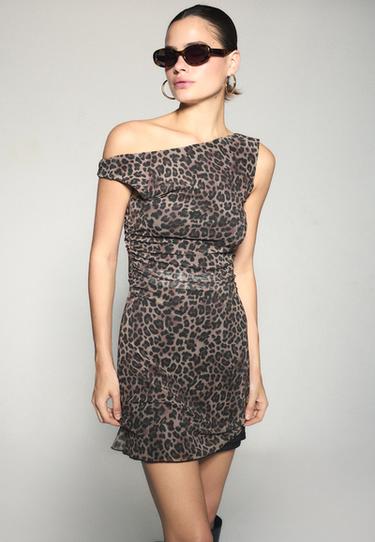 Short print dress — Mid beige 6