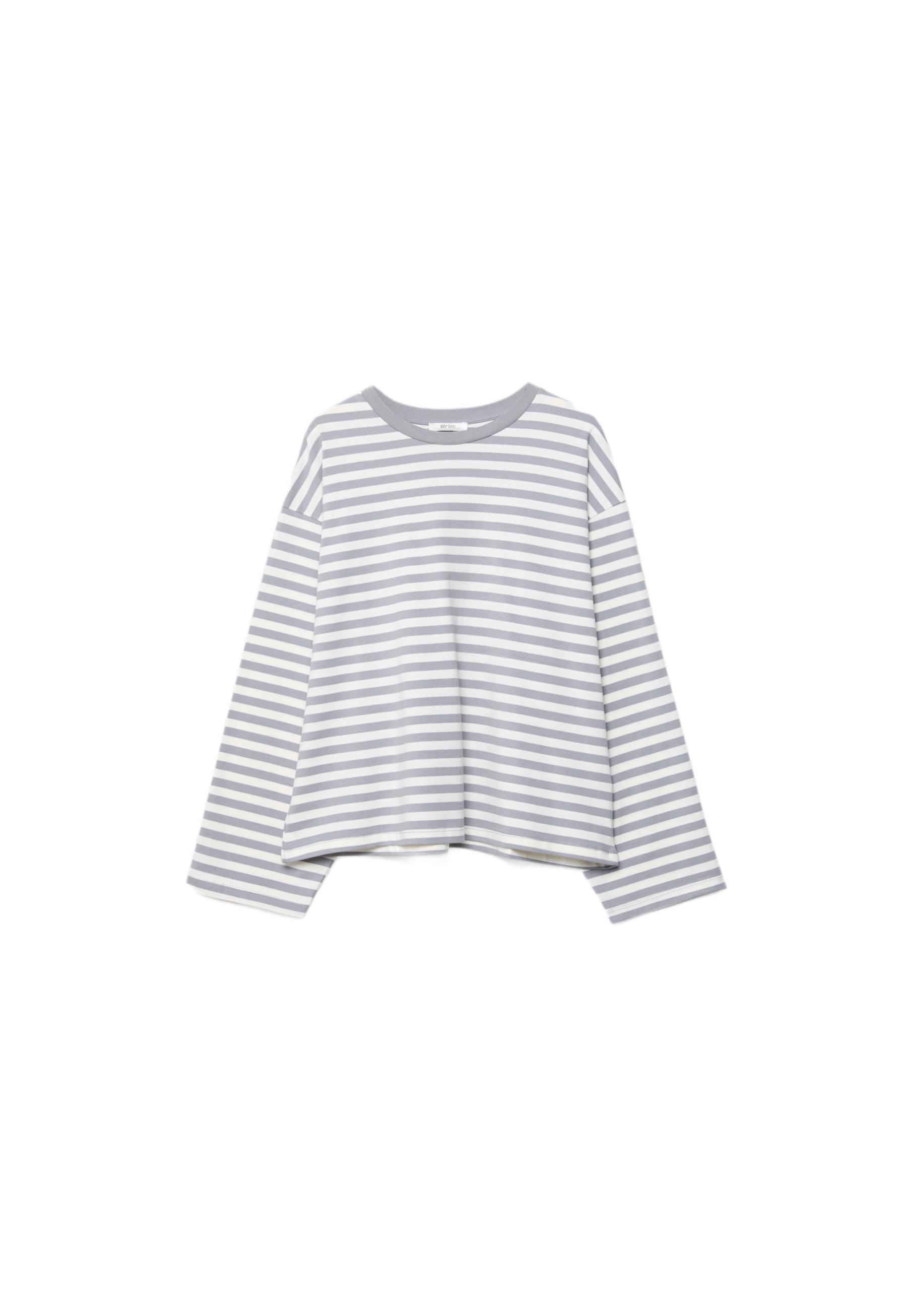 Striped long sleeve T-shirt — Grey melange