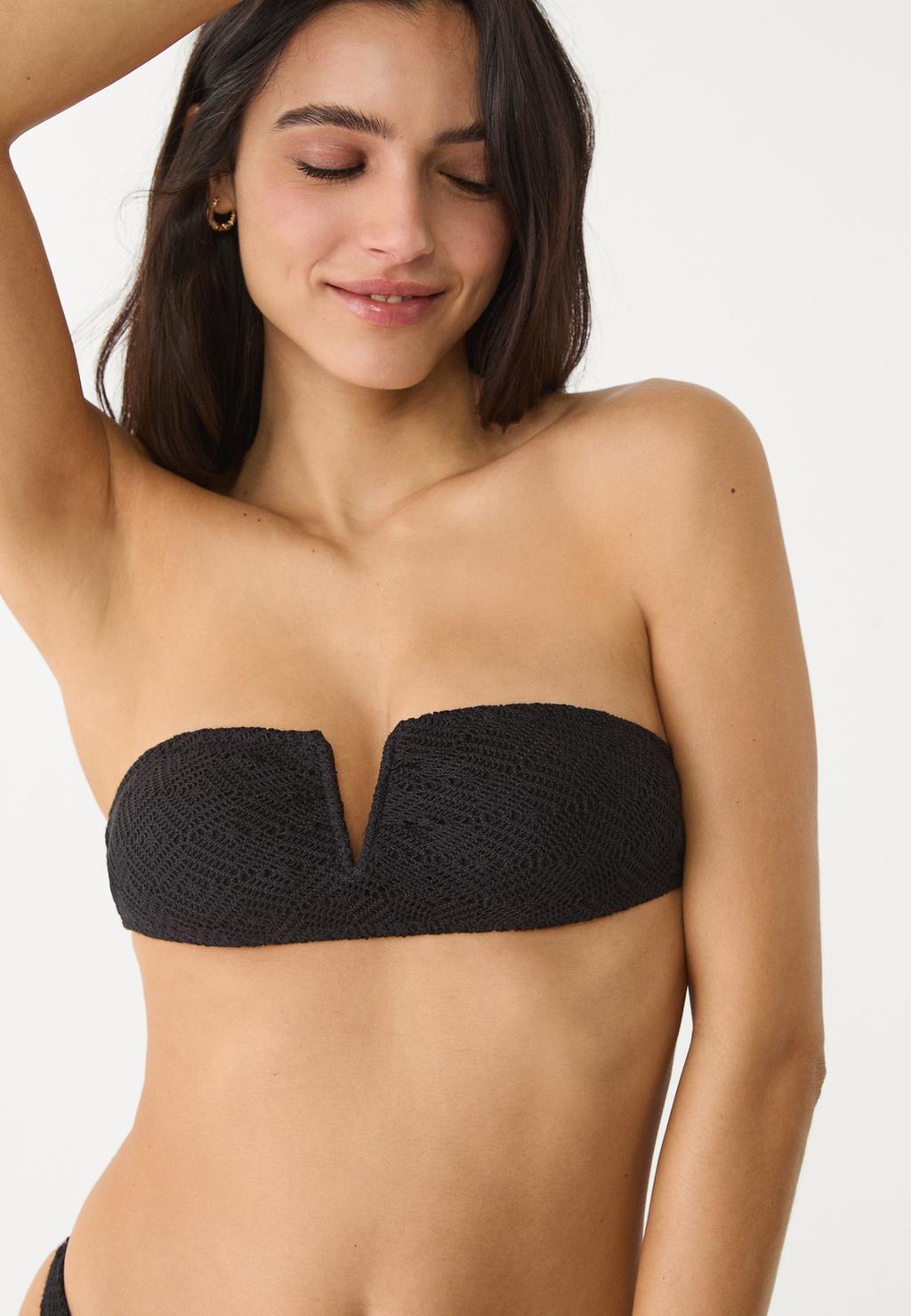 Bandeau bikinitop V-hals gehaakt