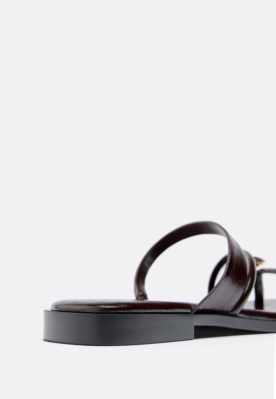 Taş detaylı düz sandalet - Görsel 6