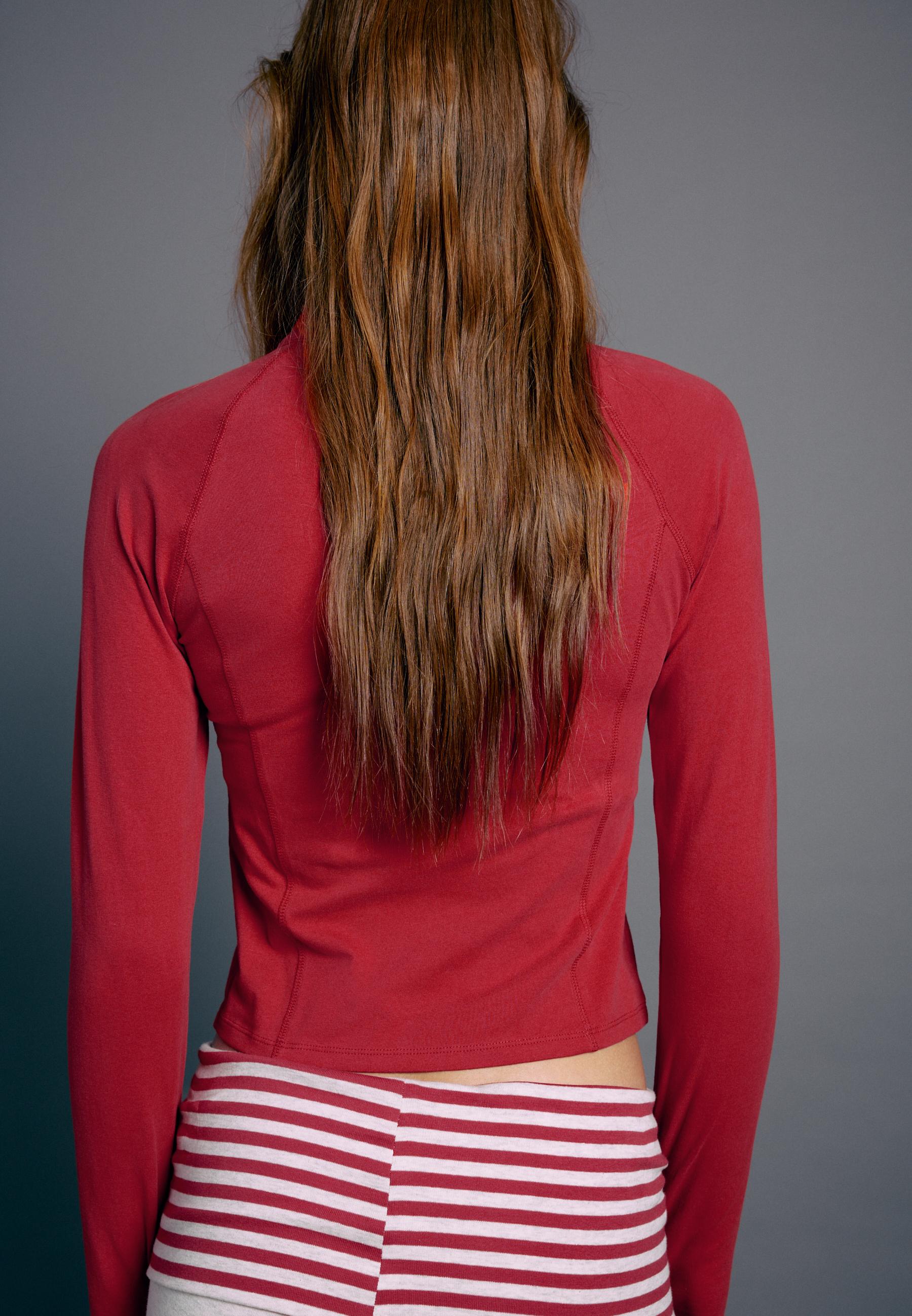 Long sleeve quarter-zip running top — Red