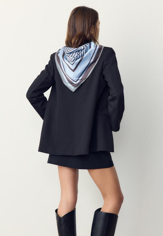 Stradivarius Striped Scarf Blue Os