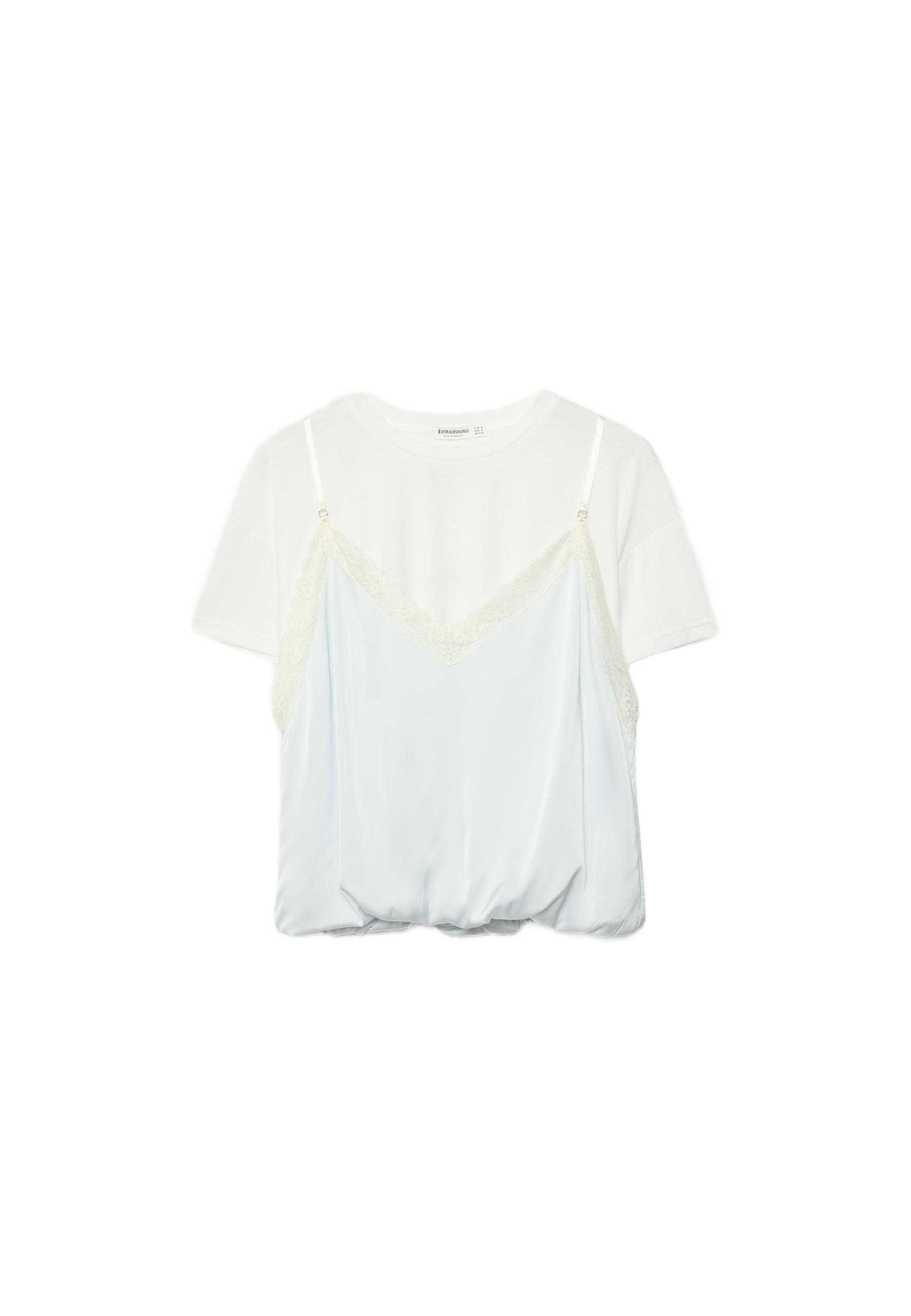 Double-layer camisole T-shirt — Sky blue
