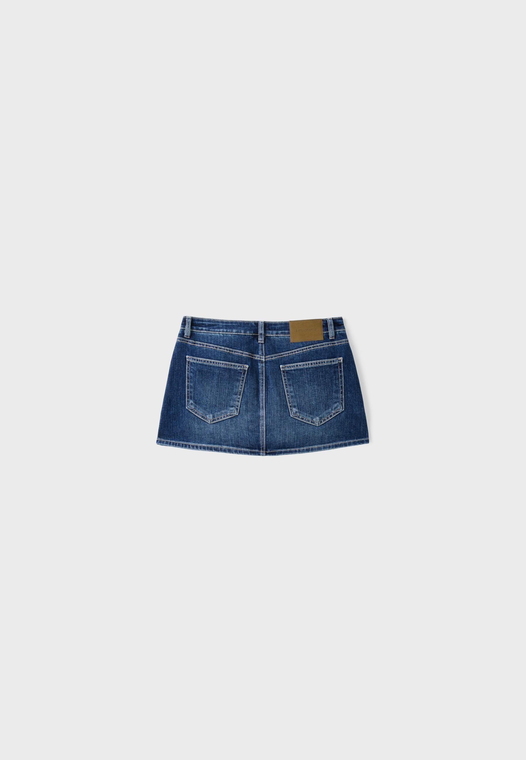 Mini crossover skort — MEDIUM DENIM WASH