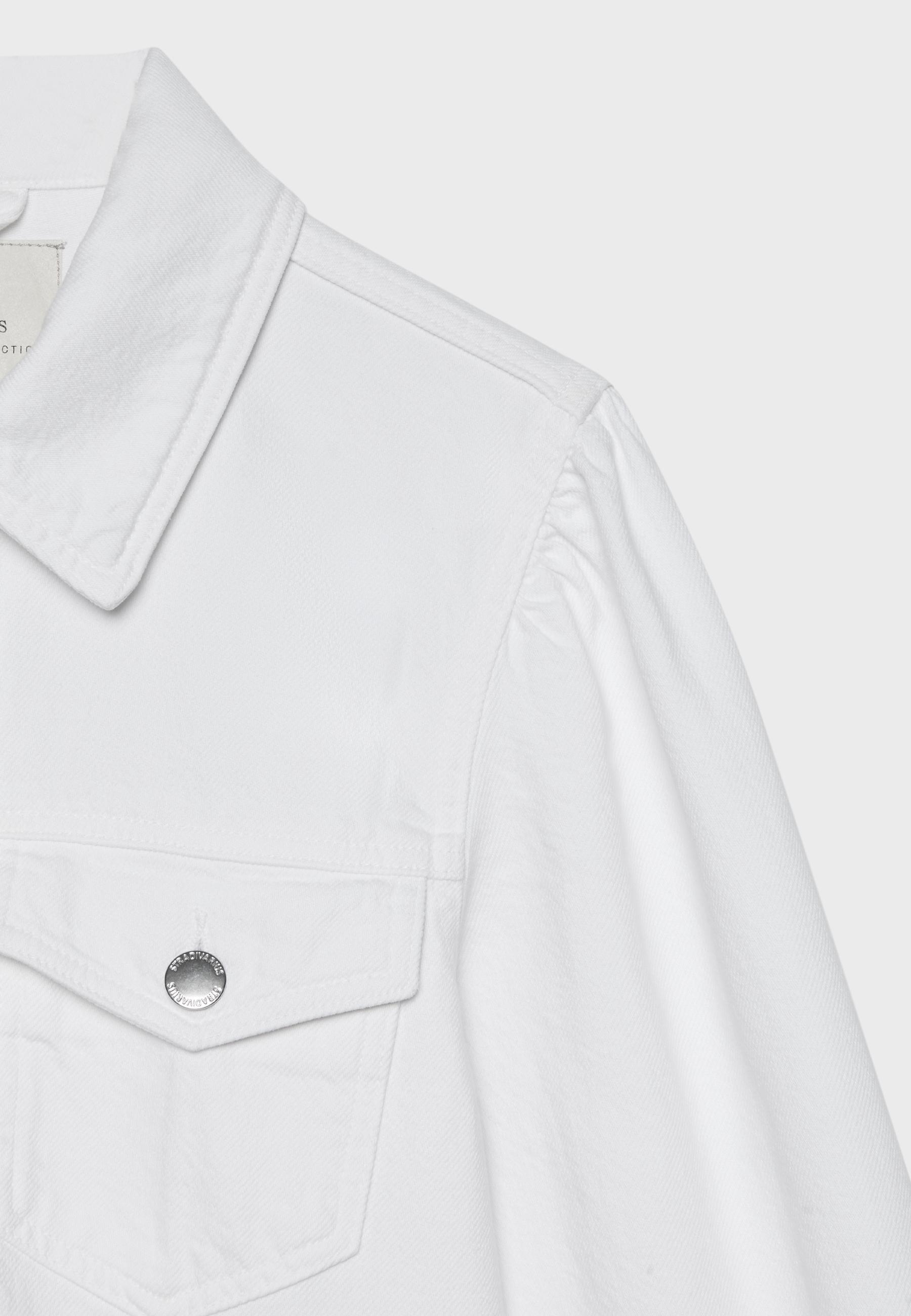 Peplum denim jacket — White
