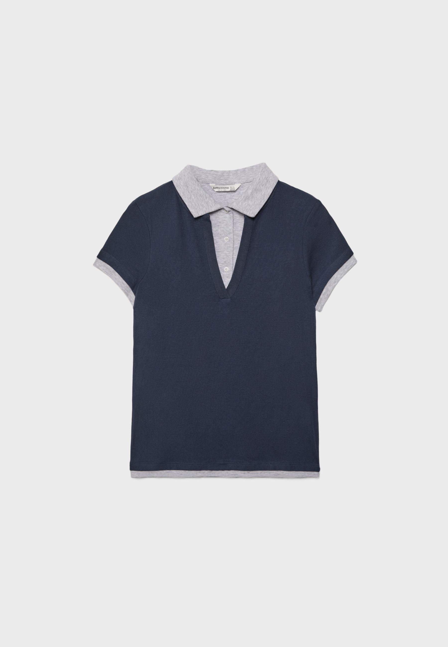 Double-layer short sleeve polo T-shirt — Navy blue