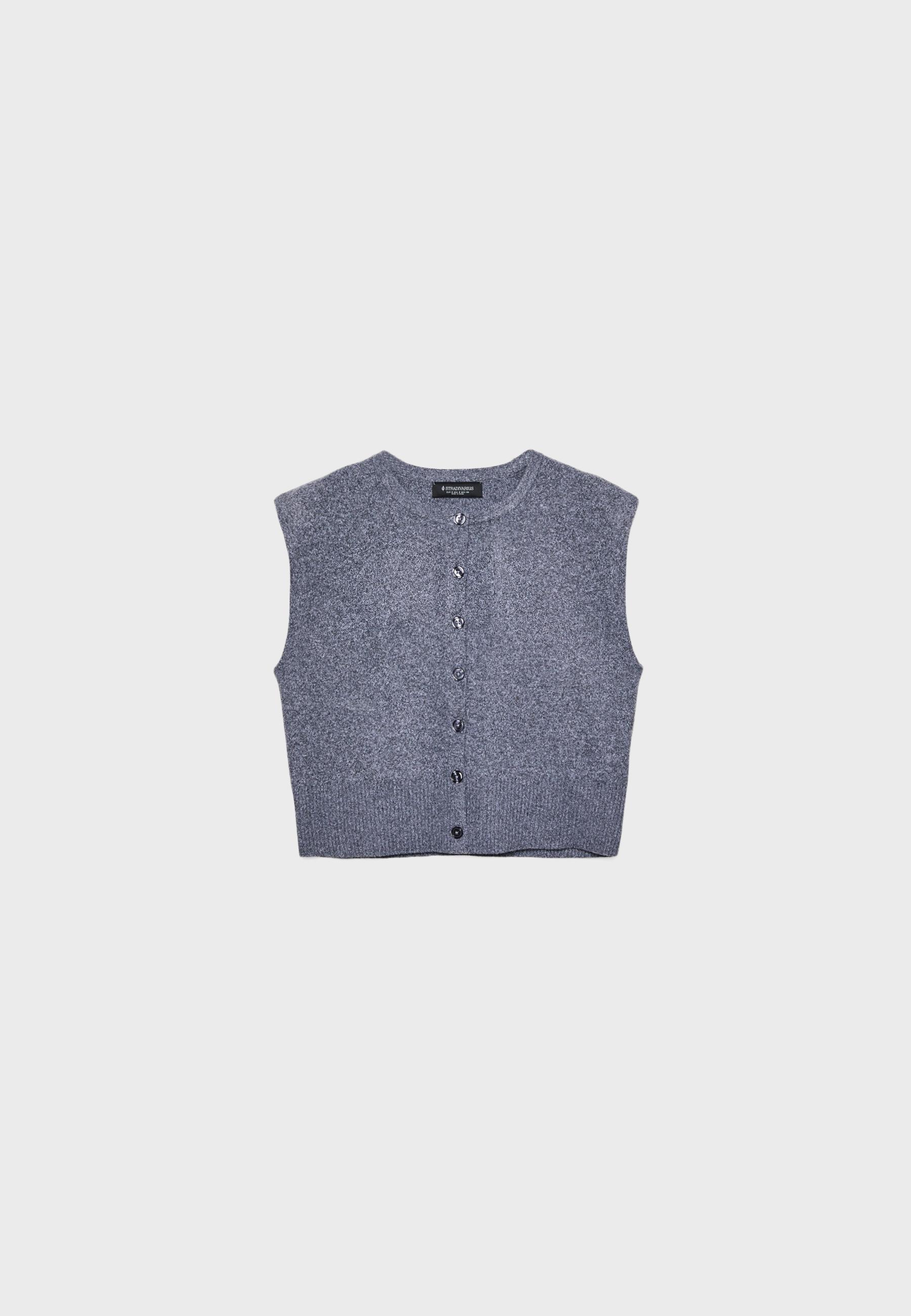 Knit vest with padded shoulders — Dark grey