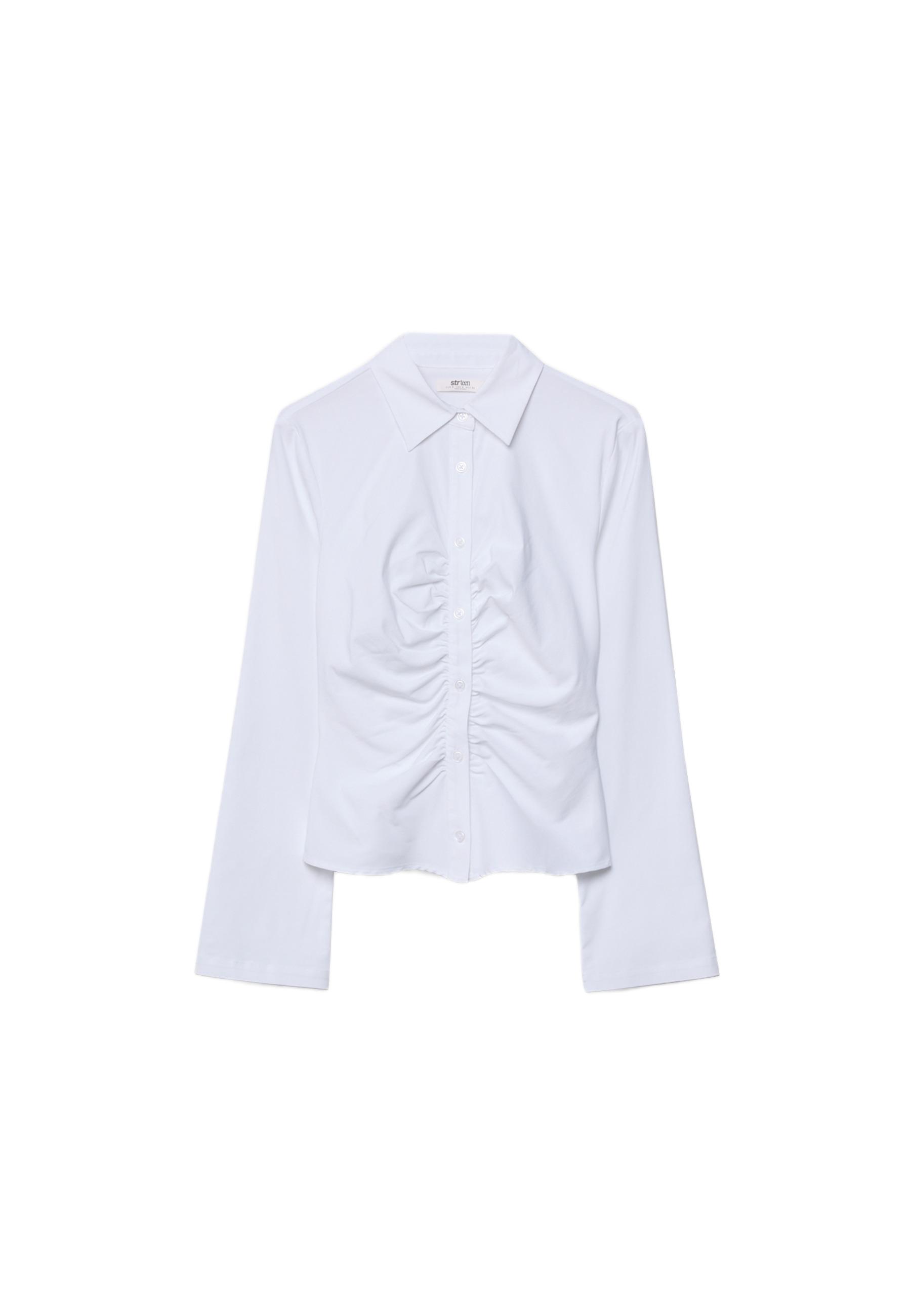 Plain gathered shirt — White