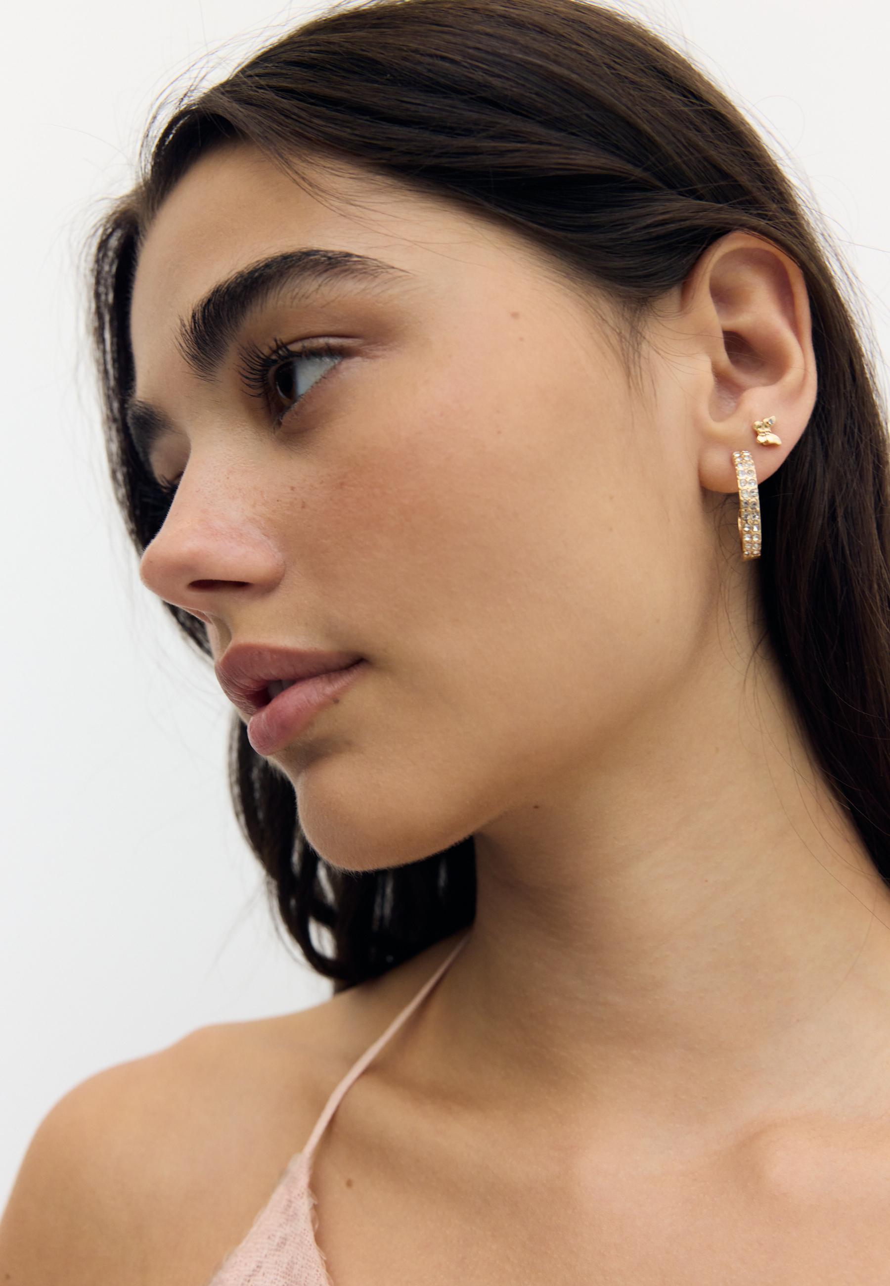 Set of 9 butterfly hoop earrings — Gold