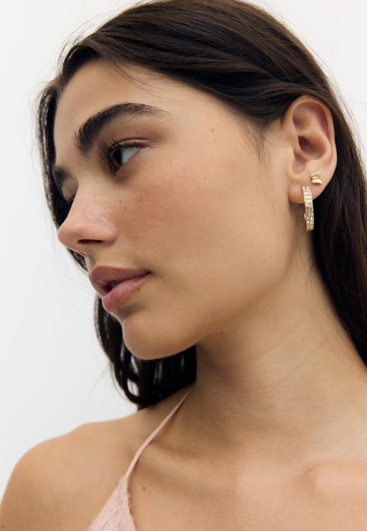 Stradivarius Σετ 9 Σκουλαρίκια Κρίκοι Πεταλούδα Χρυσαφί Os φωτογραφία