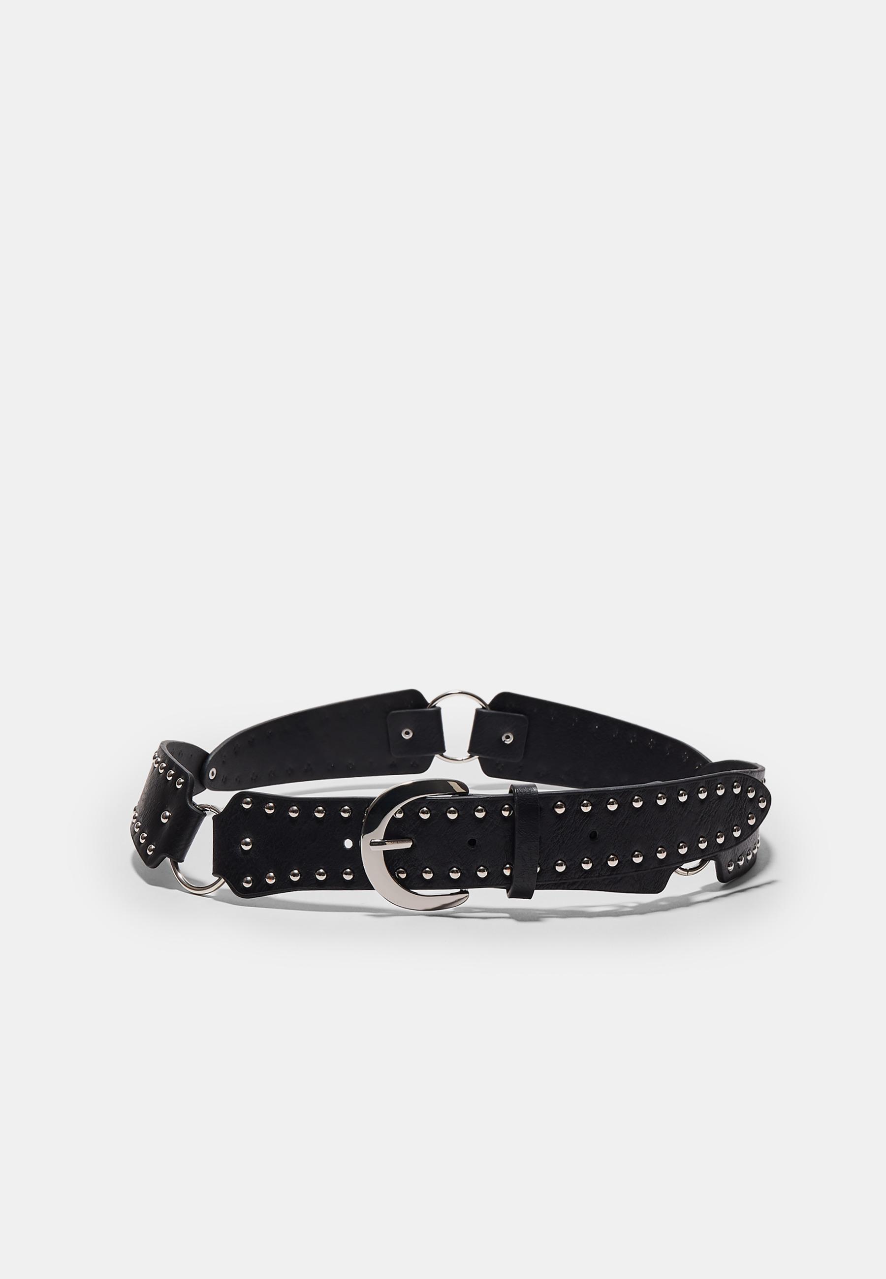 Belt with elongated stud pieces — Black