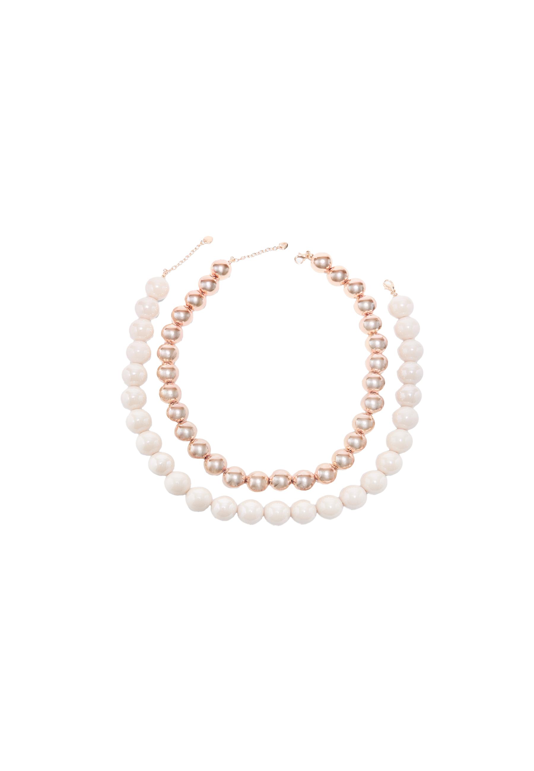 Set of 2 bead necklaces — Ecru