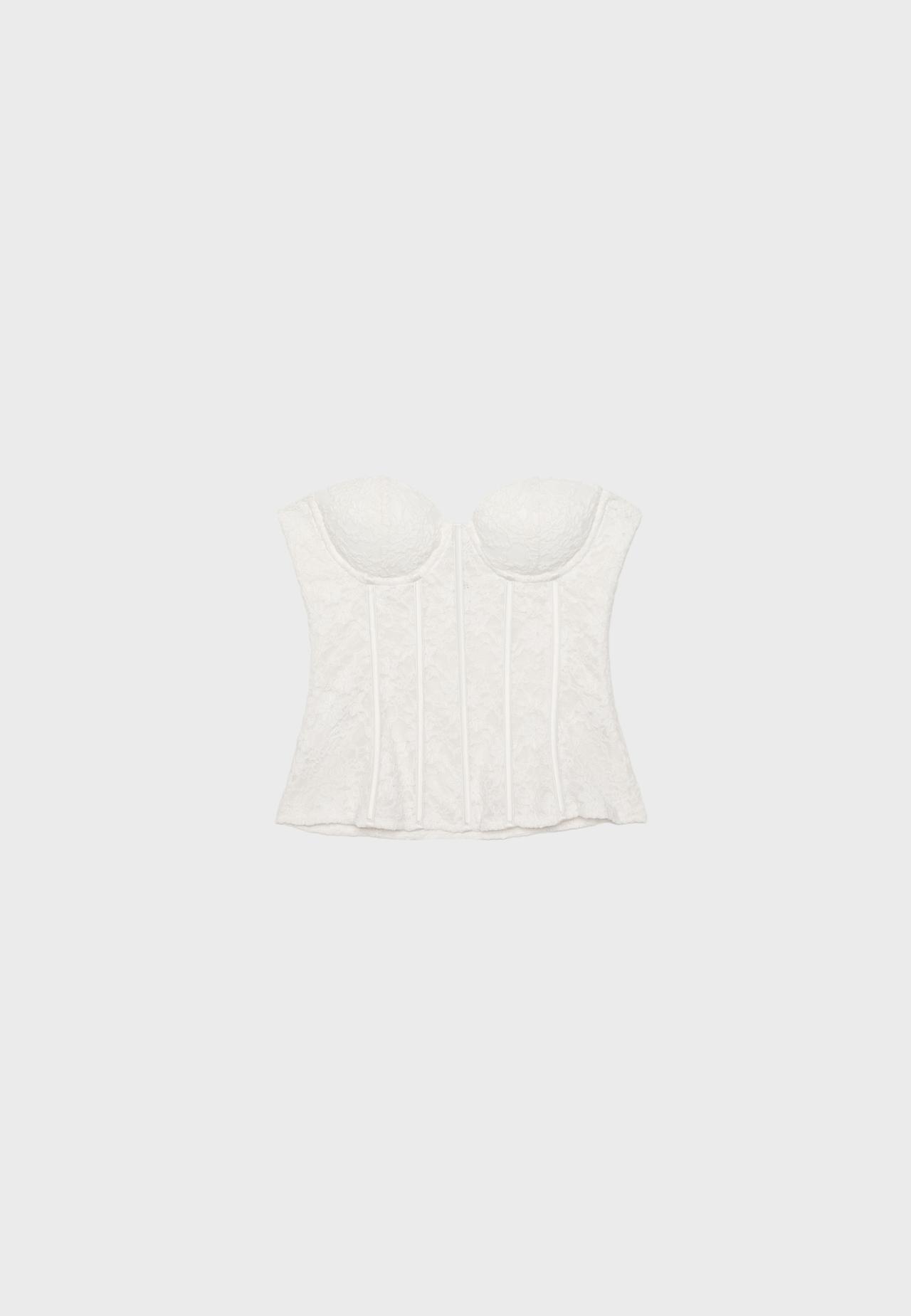 Lace corset with boning — Ecru