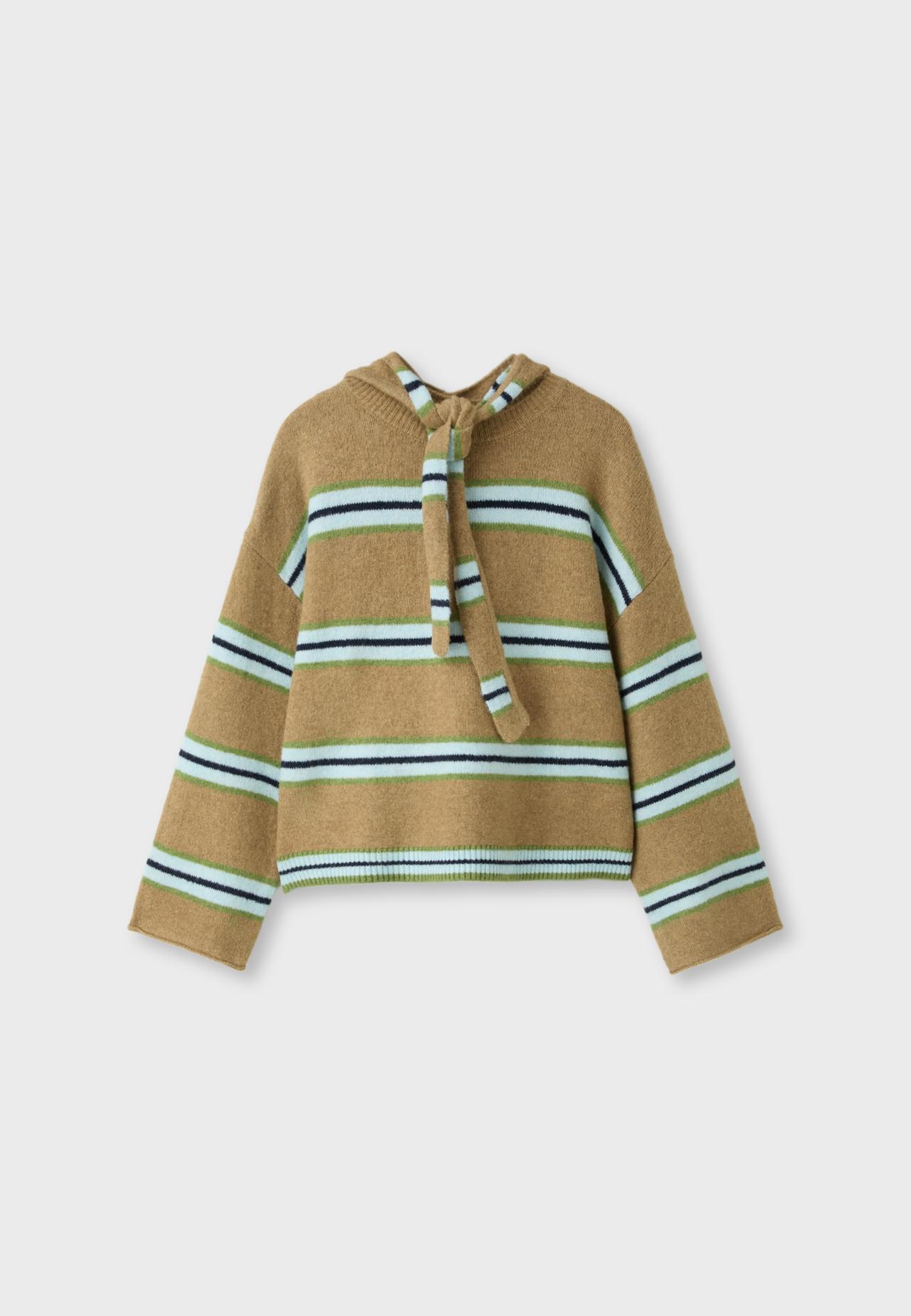 Knit jumper with scarf — Olive green