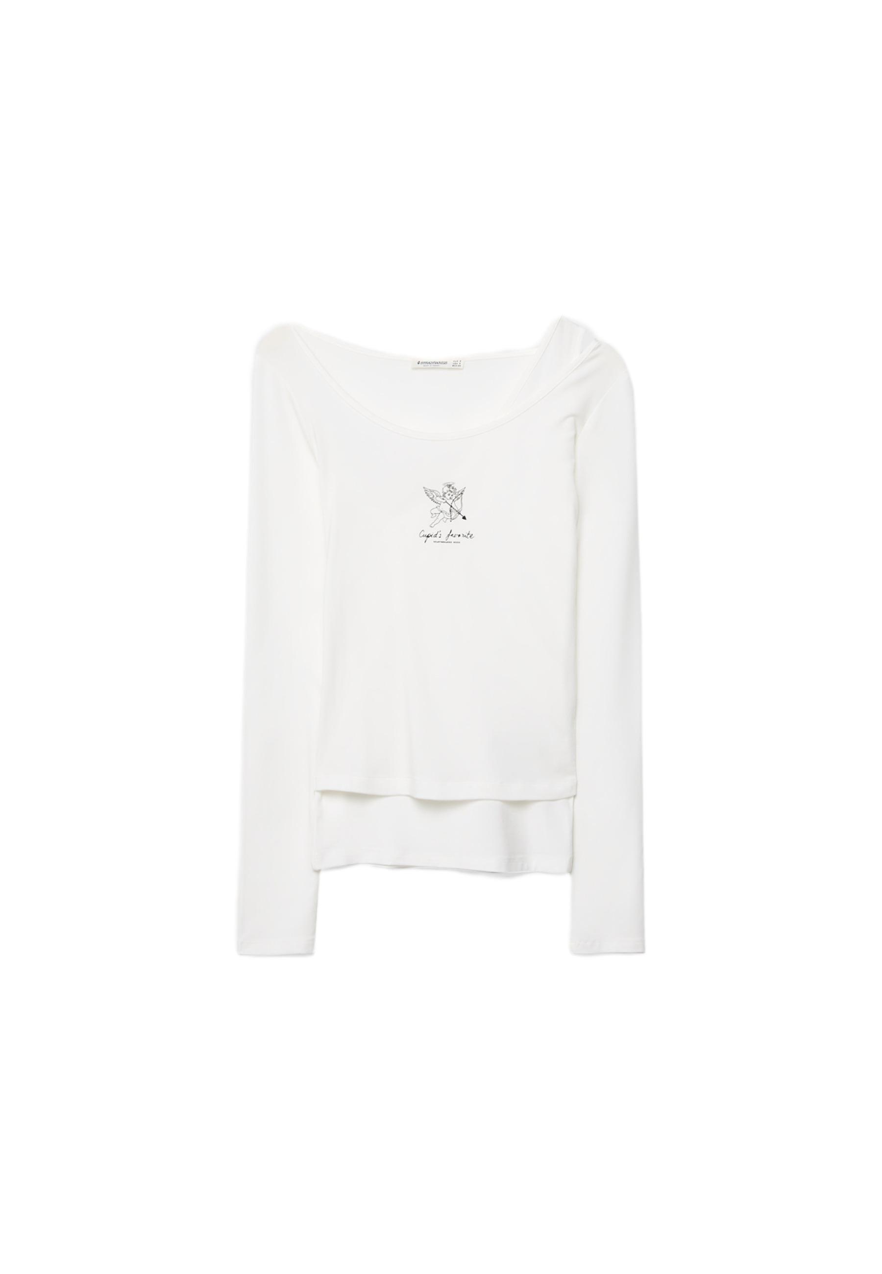 Double cherub print T-shirt — Ecru