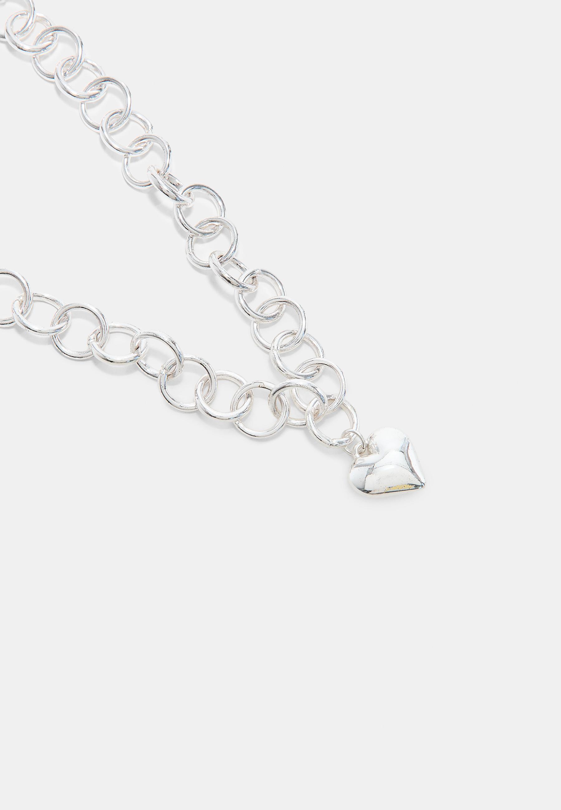 Heart chain necklace — Grey