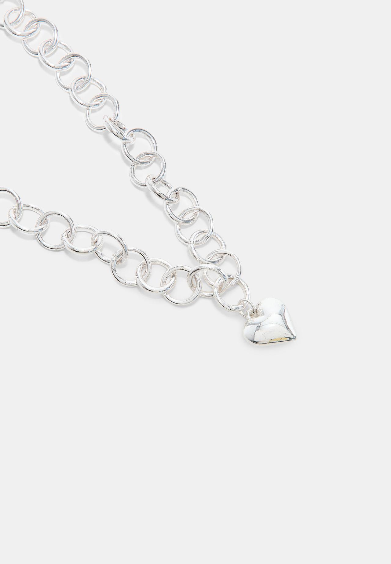 Heart chain necklace — Grey