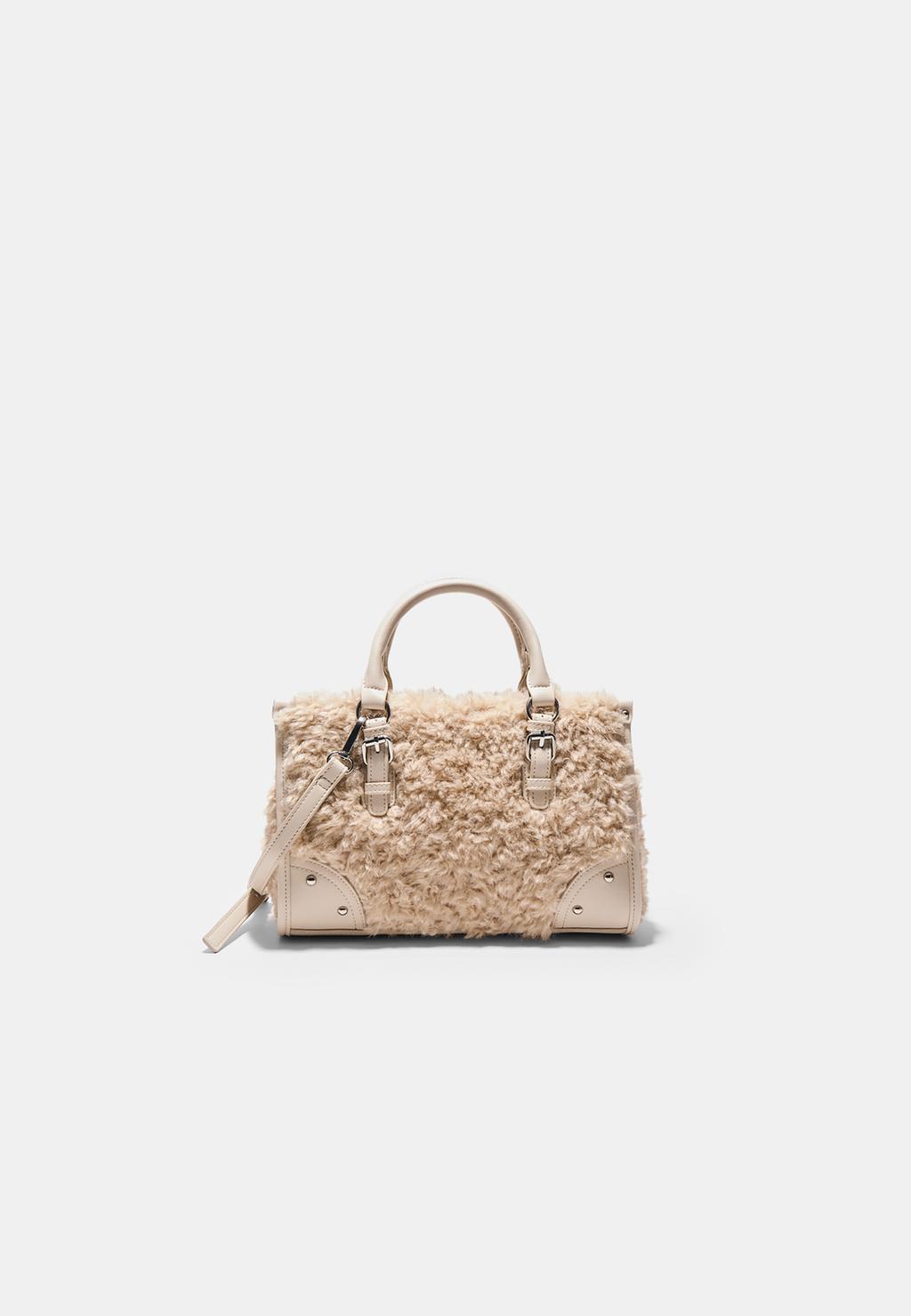 Sac fourre-tout à bandoulière en fausse fourrure