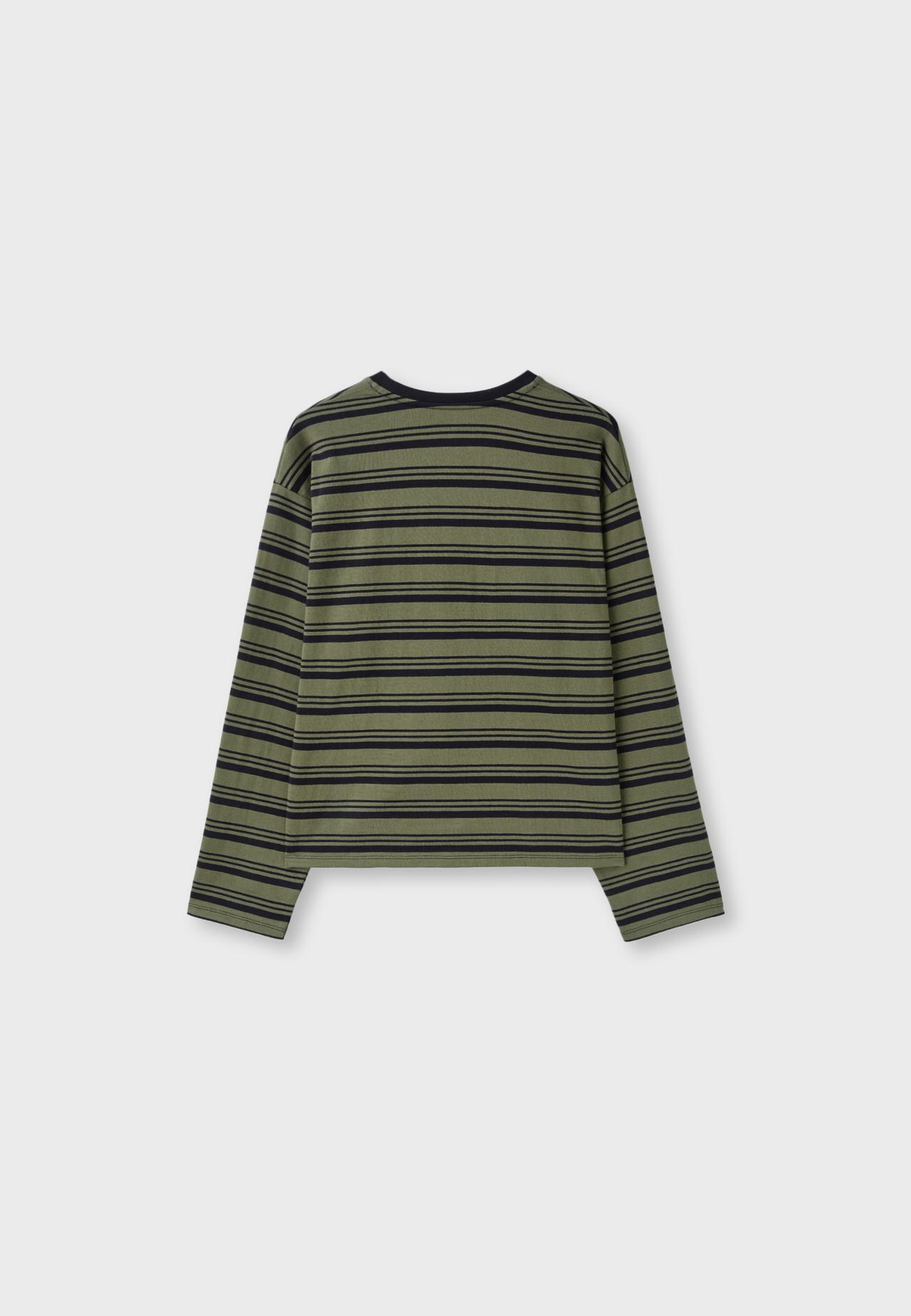 Striped long sleeve T-shirt — Khaki