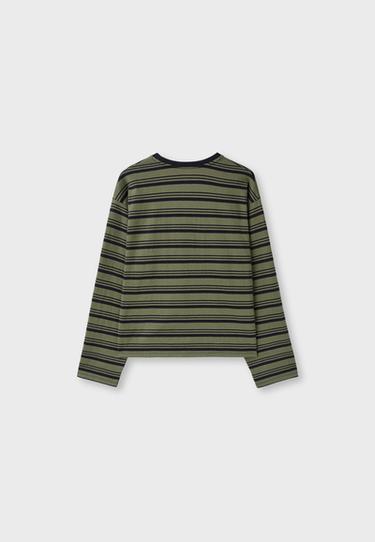 Striped long sleeve T-shirt — Khaki 8