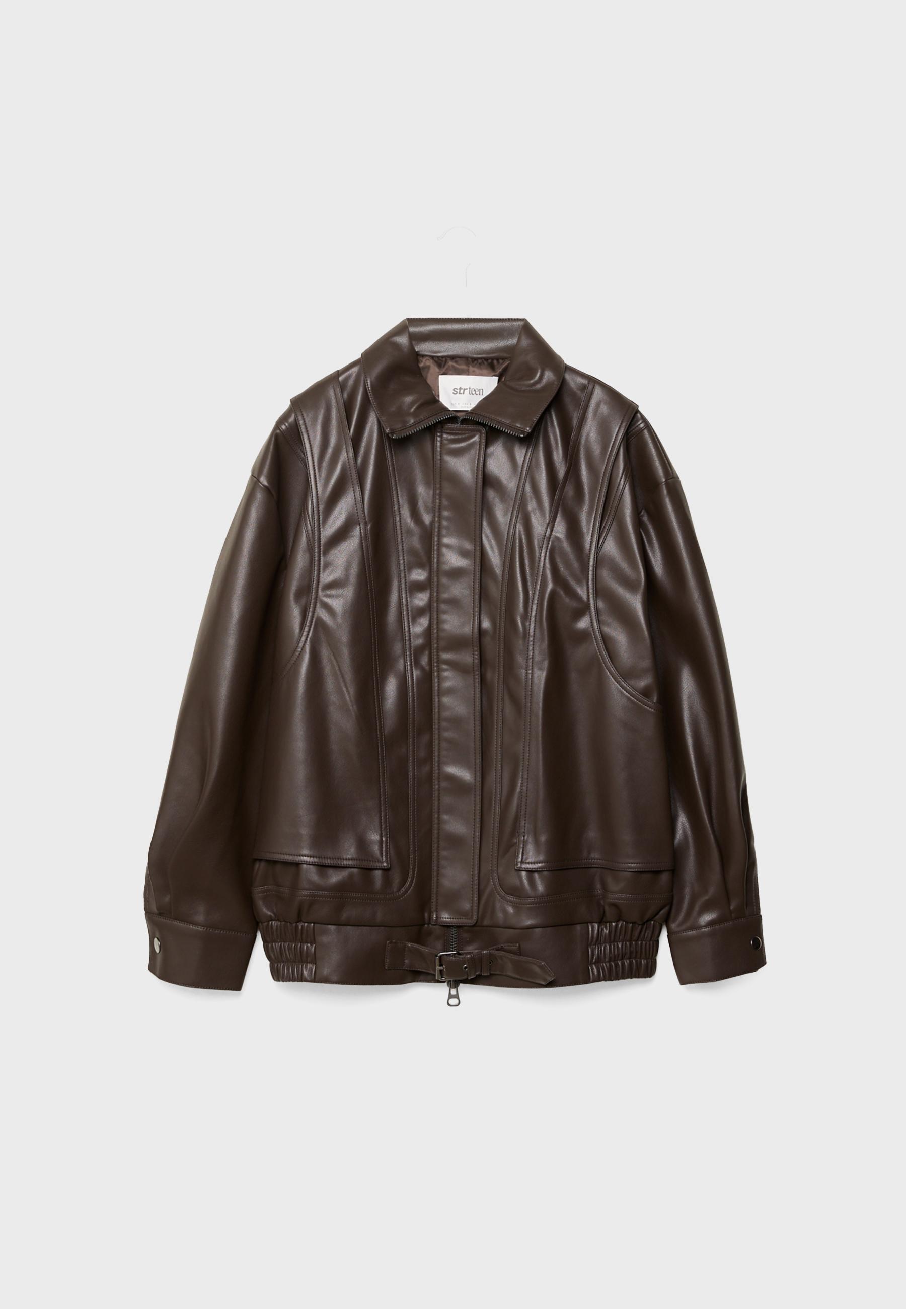 fiction tokyo ❤︎ Faux Leather Blouson Oversize faux leather jacket - Women's fashion