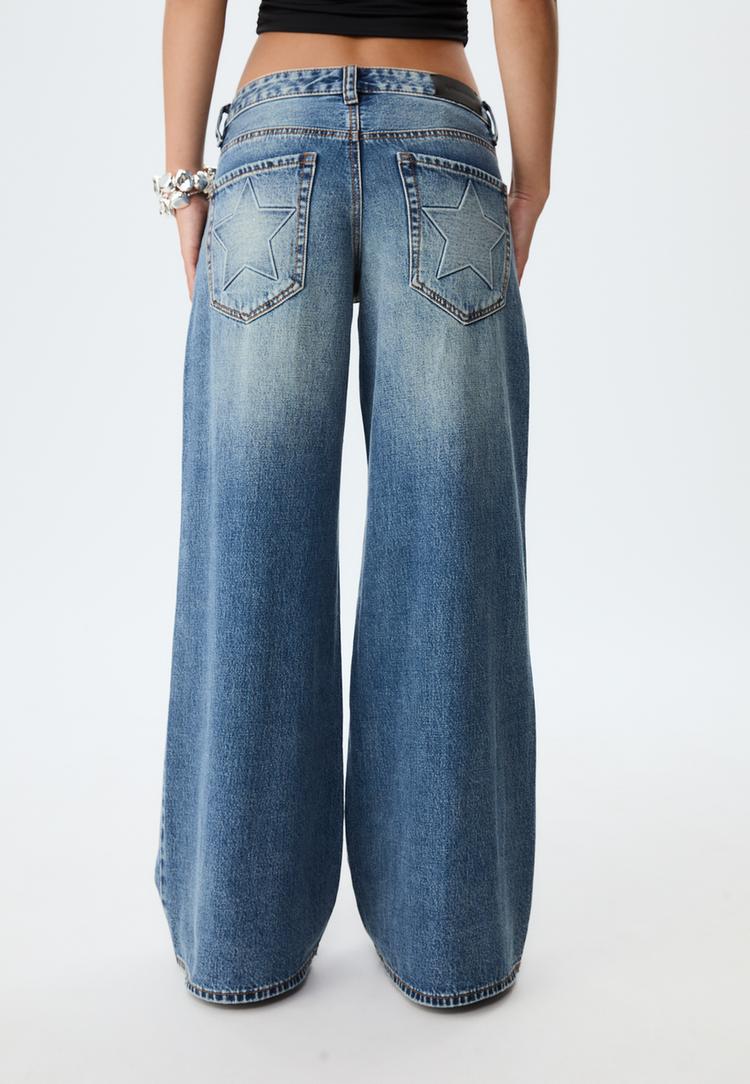jeans low waist wide leg estrellas