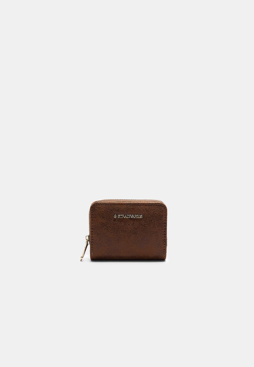 Porte-monnaie porte-cartes zippé en suédine