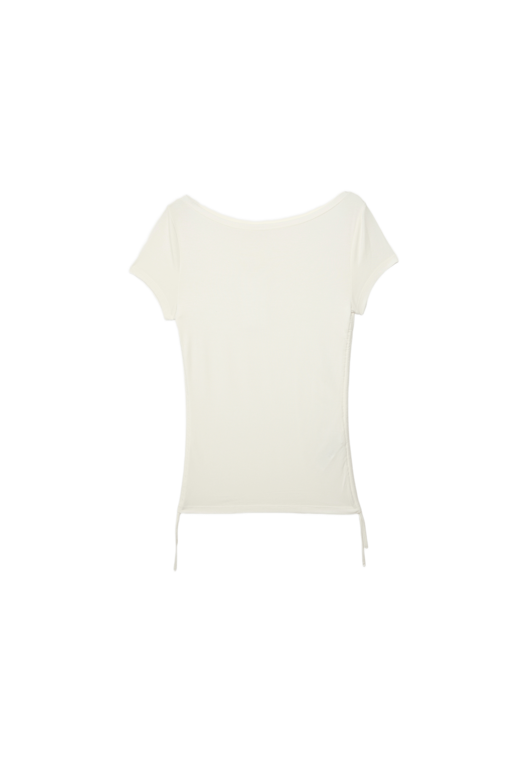 Short sleeve T-shirt with side ruching — White