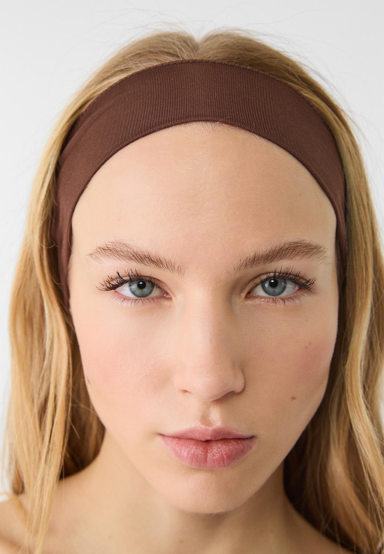 Set of 2 elasticated fur hair bands — Mid beige