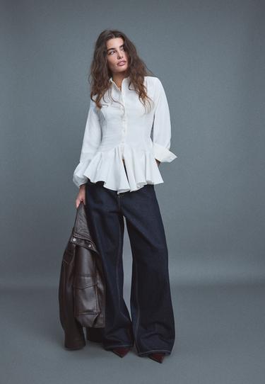 Poplin shirt with ruffles — White 2