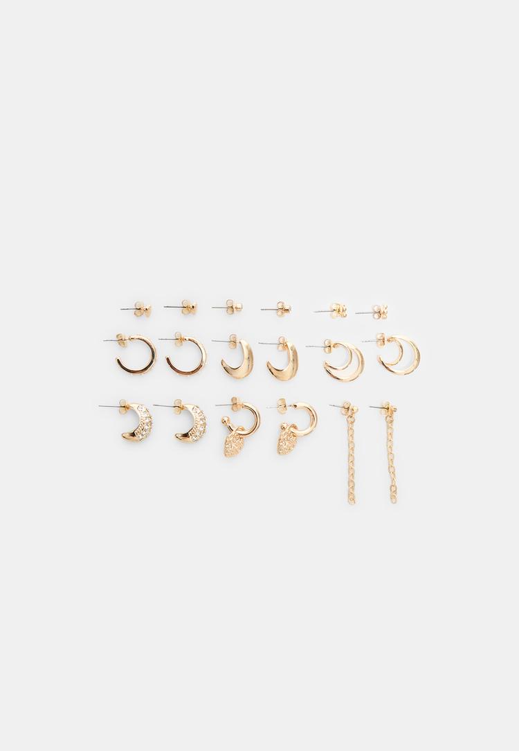 Er-Set Ohrringe mit Emaille-Kette Goldfarben OS