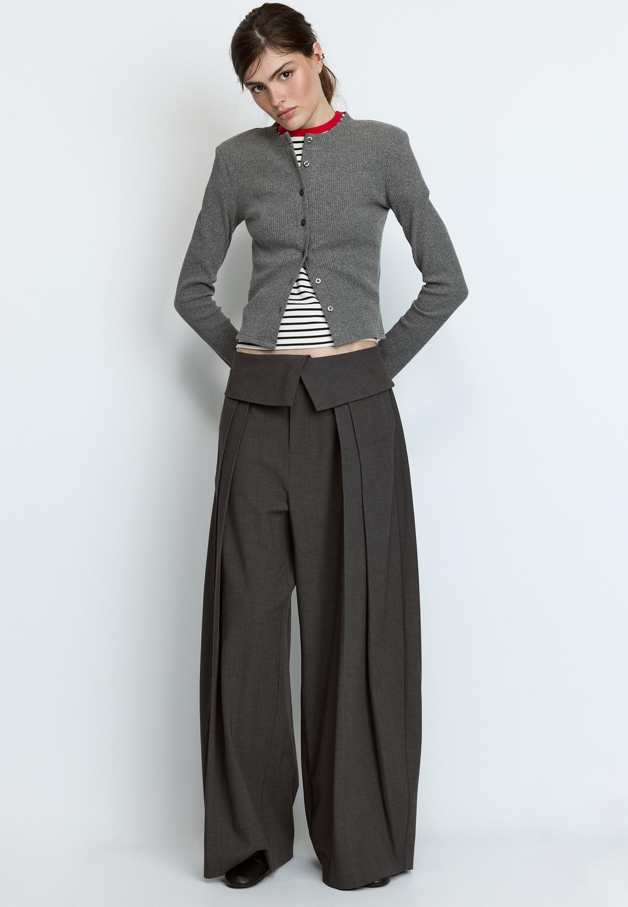Knit cardigan with padded shoulders — Dark grey