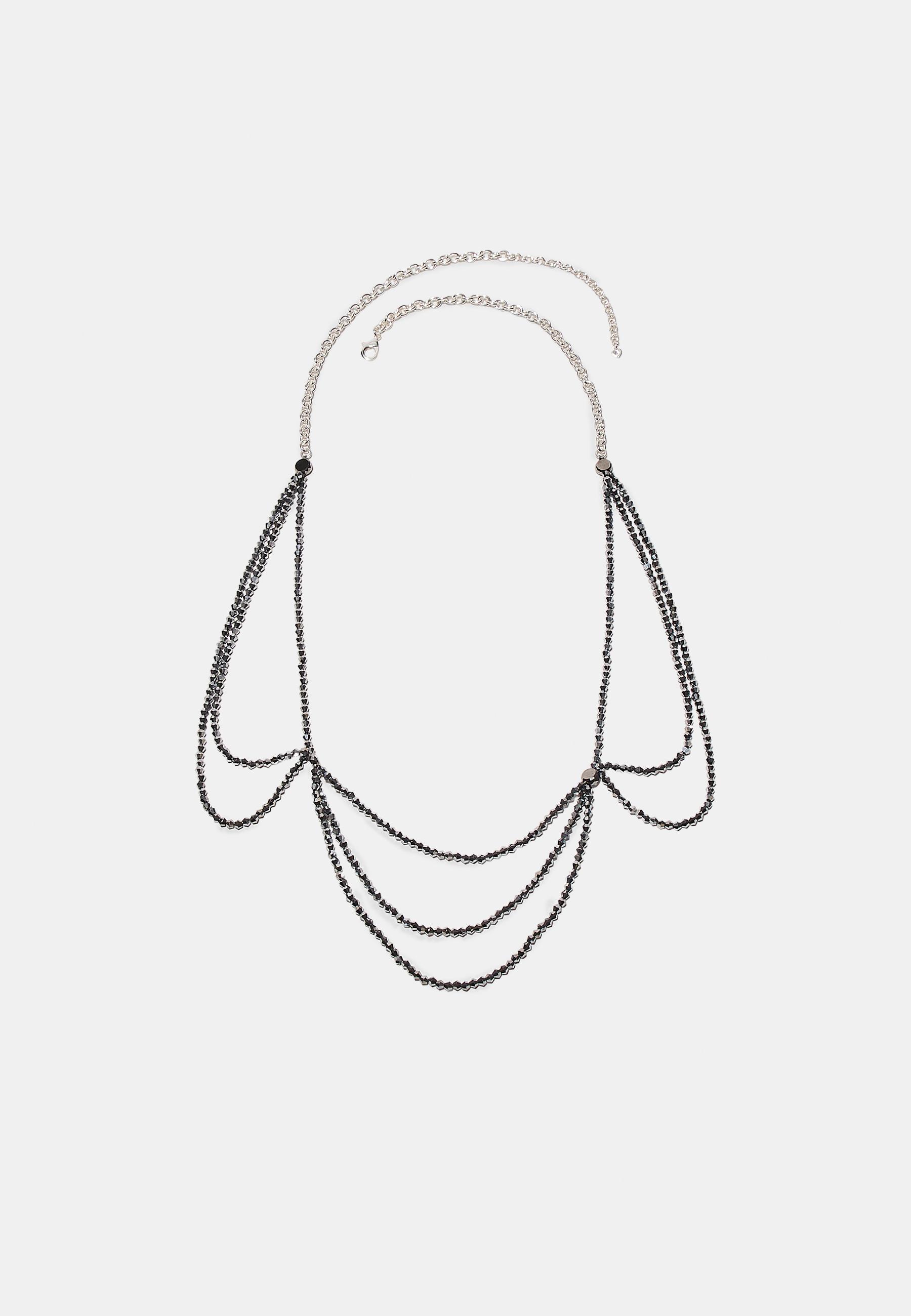 Multi-way beaded necklace — Grey