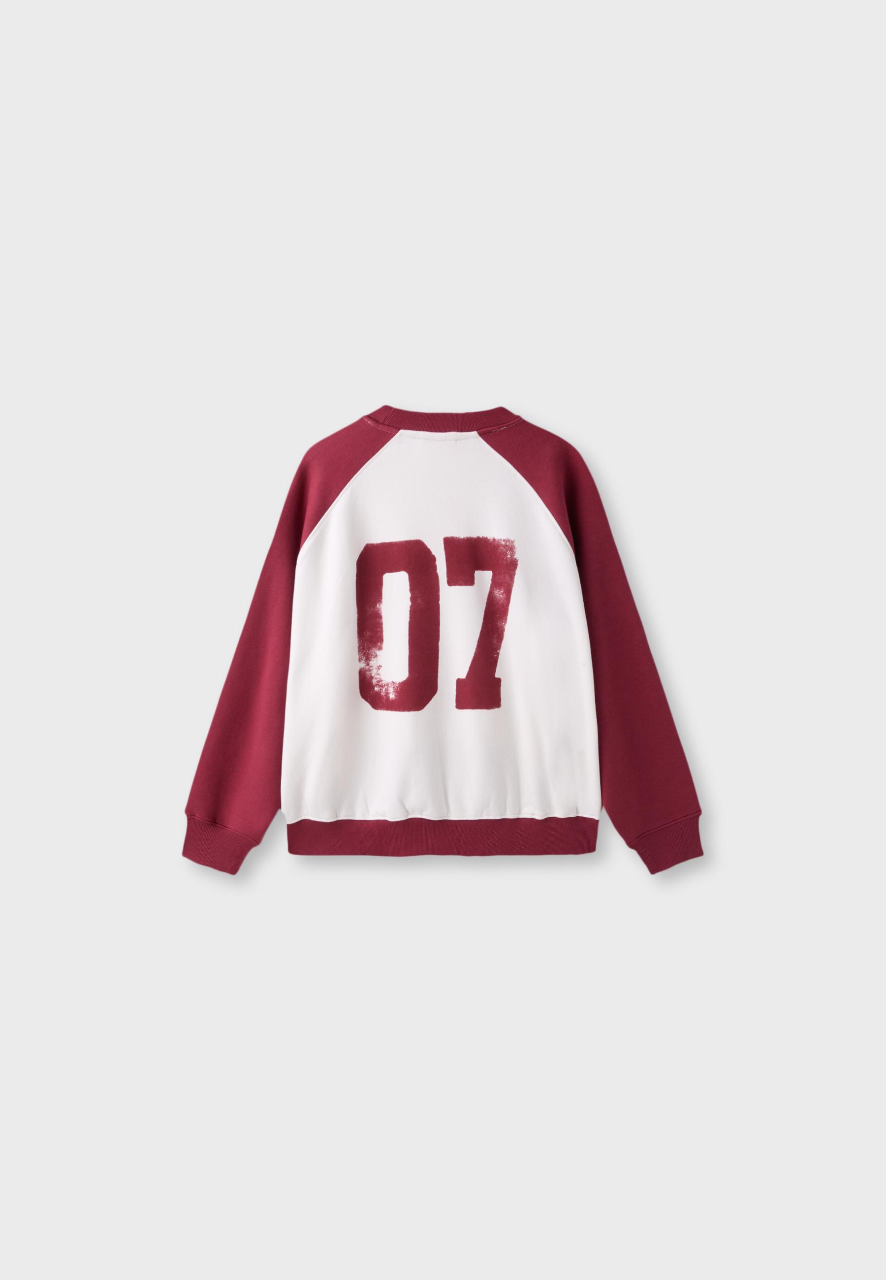 Contrast cropped sweatshirt — Dark red