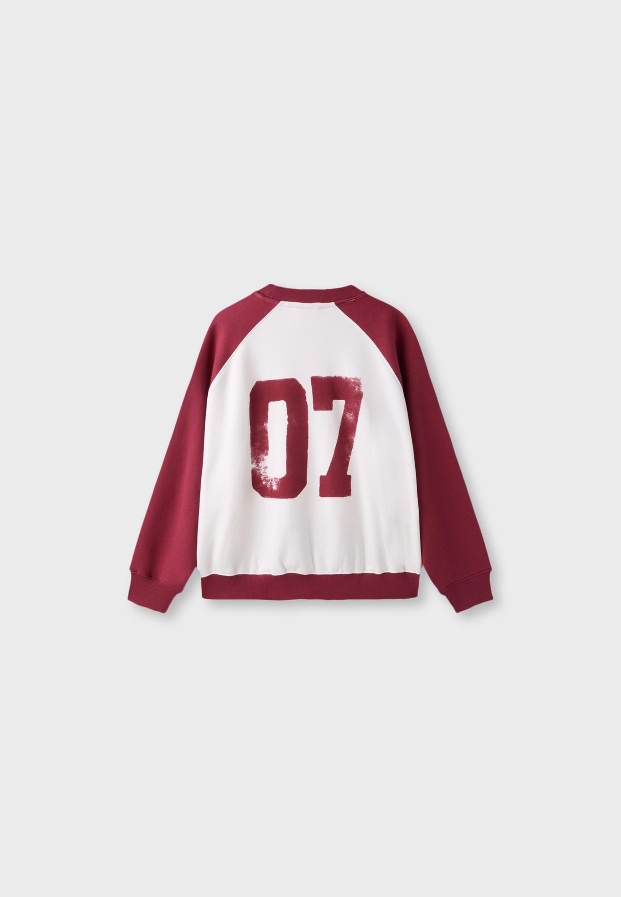 Contrast cropped sweatshirt — Dark red