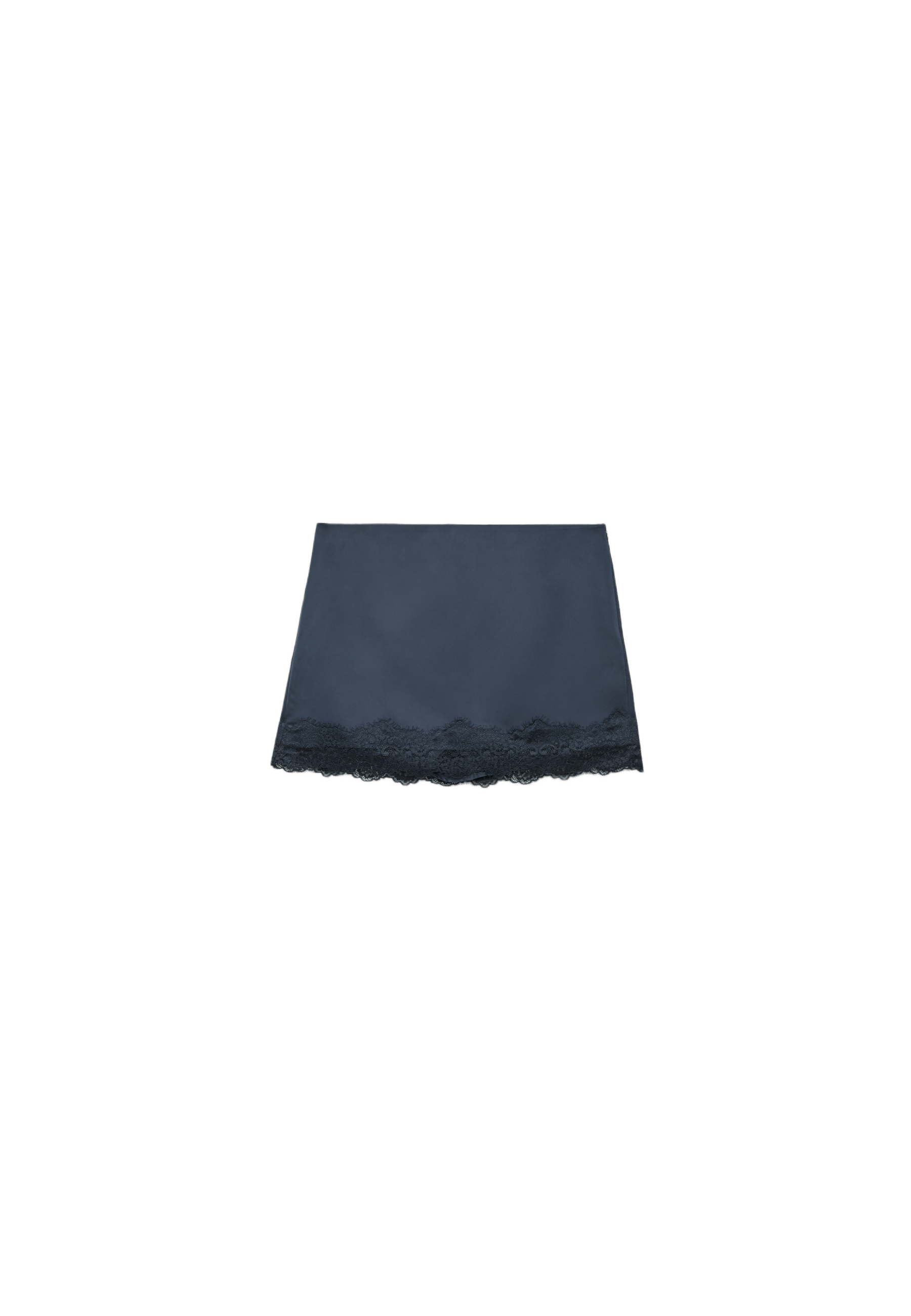 Sateen mini skirt with lace trim — Dark blue