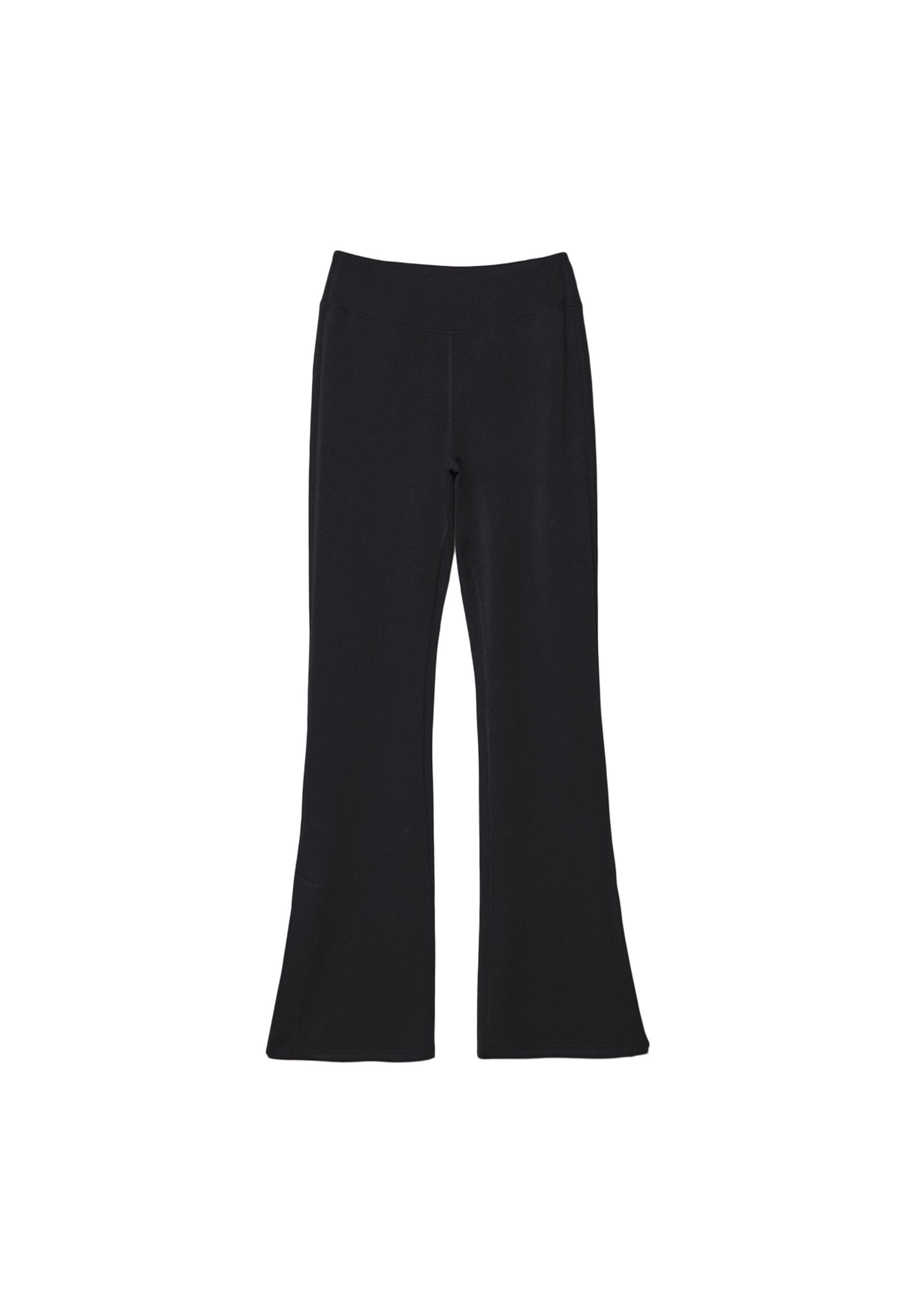 Soft-touch bell bottom trousers — Black