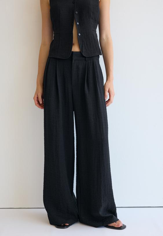 adjustable rustic wideleg trousers l04536154