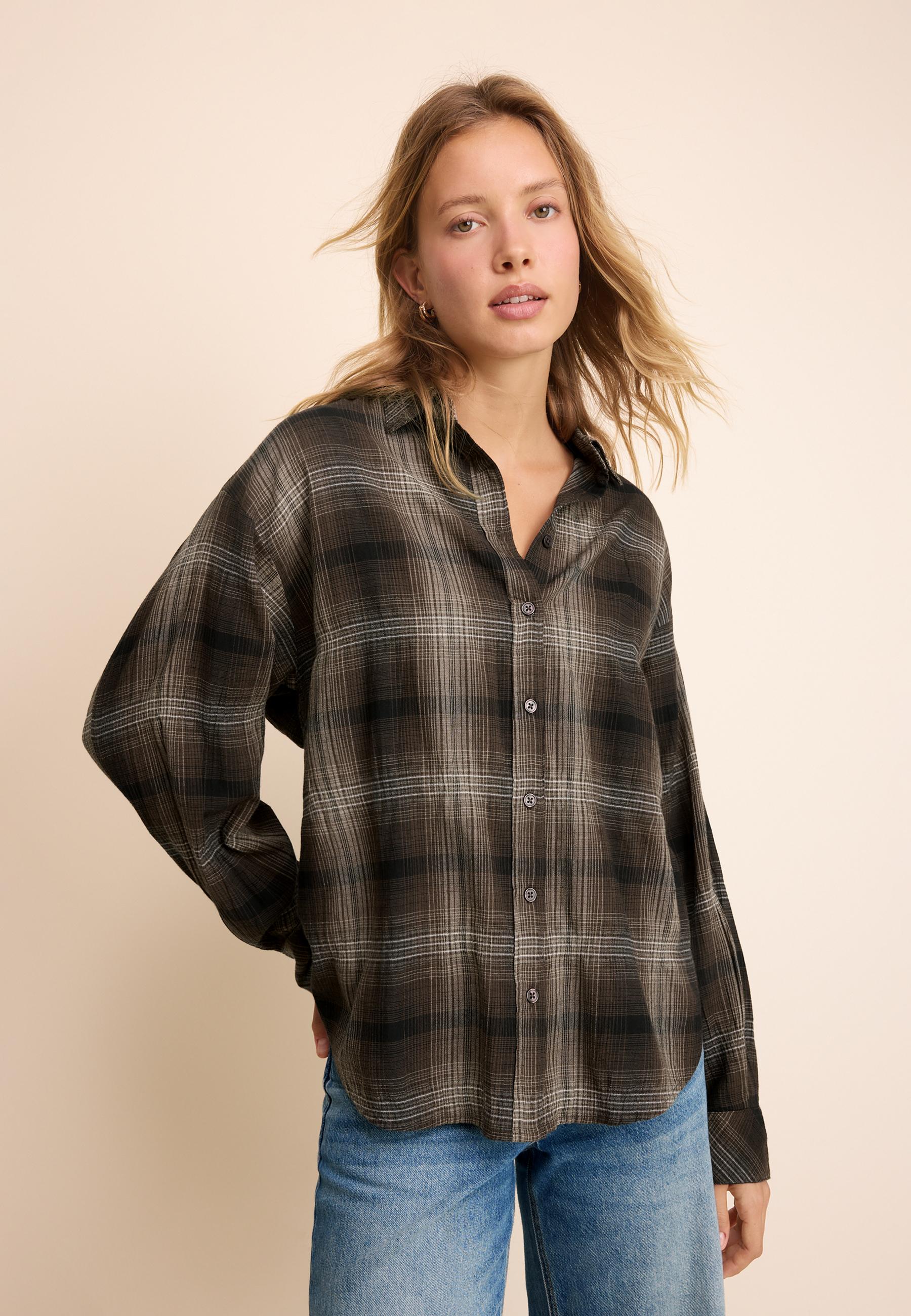 Adjustable regular-fit shirt — Brown