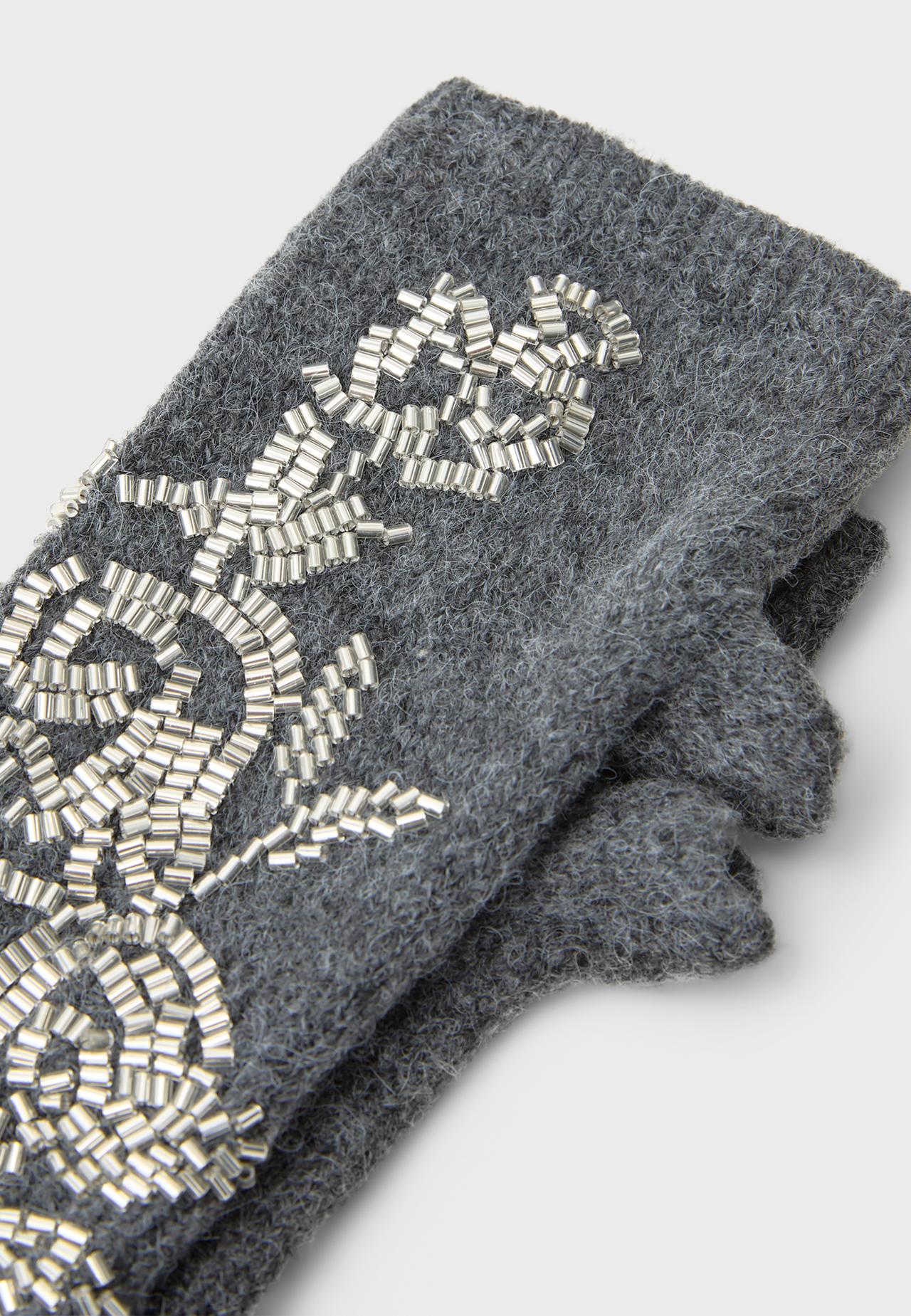 Beaded mittens — Dark grey