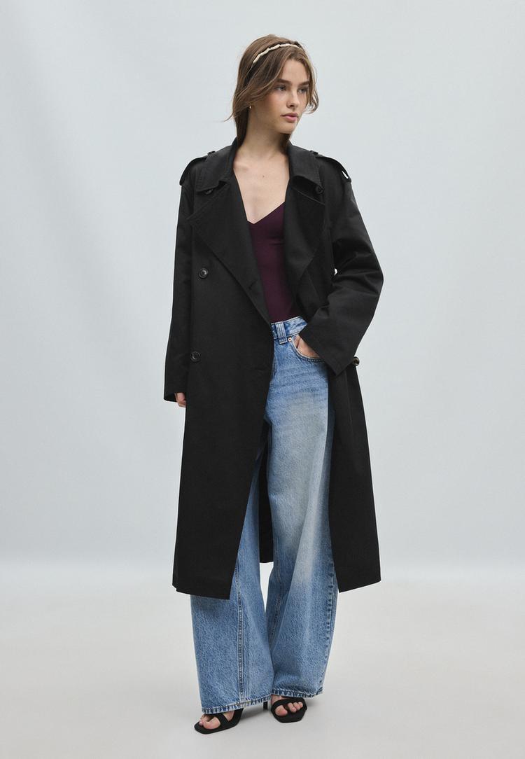 Stradivarius Osnovni Dugi Baloner Black L