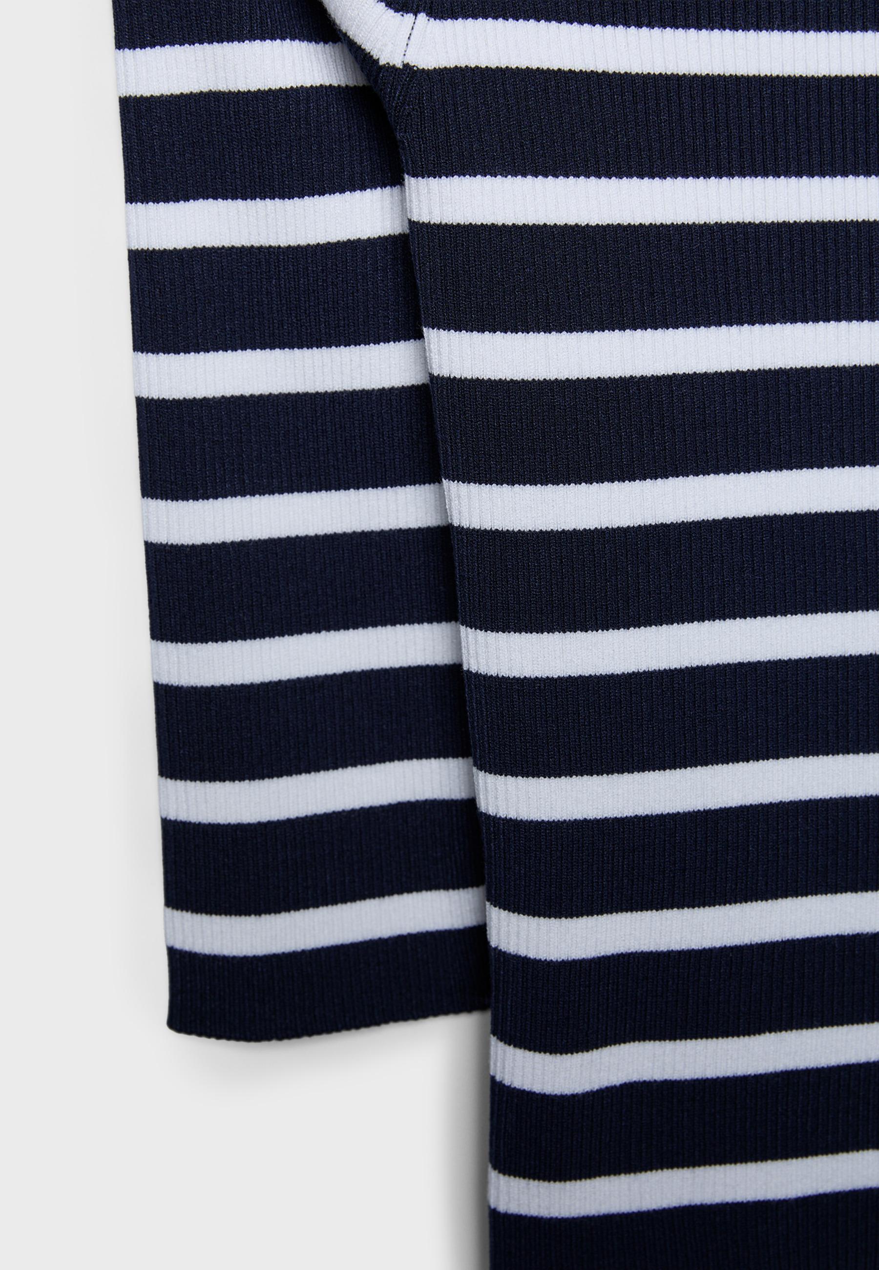 Fitted striped knit jumper — Dark blue