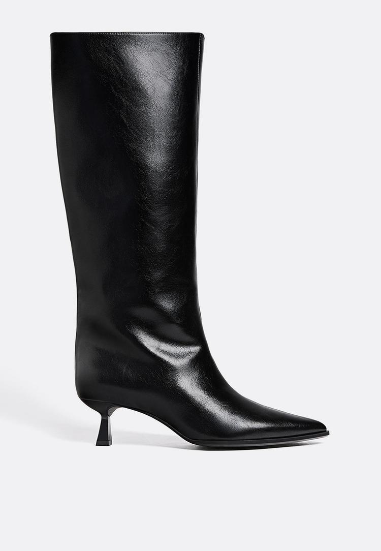 Stradivarius Botas de tacão kitten PRETO 36