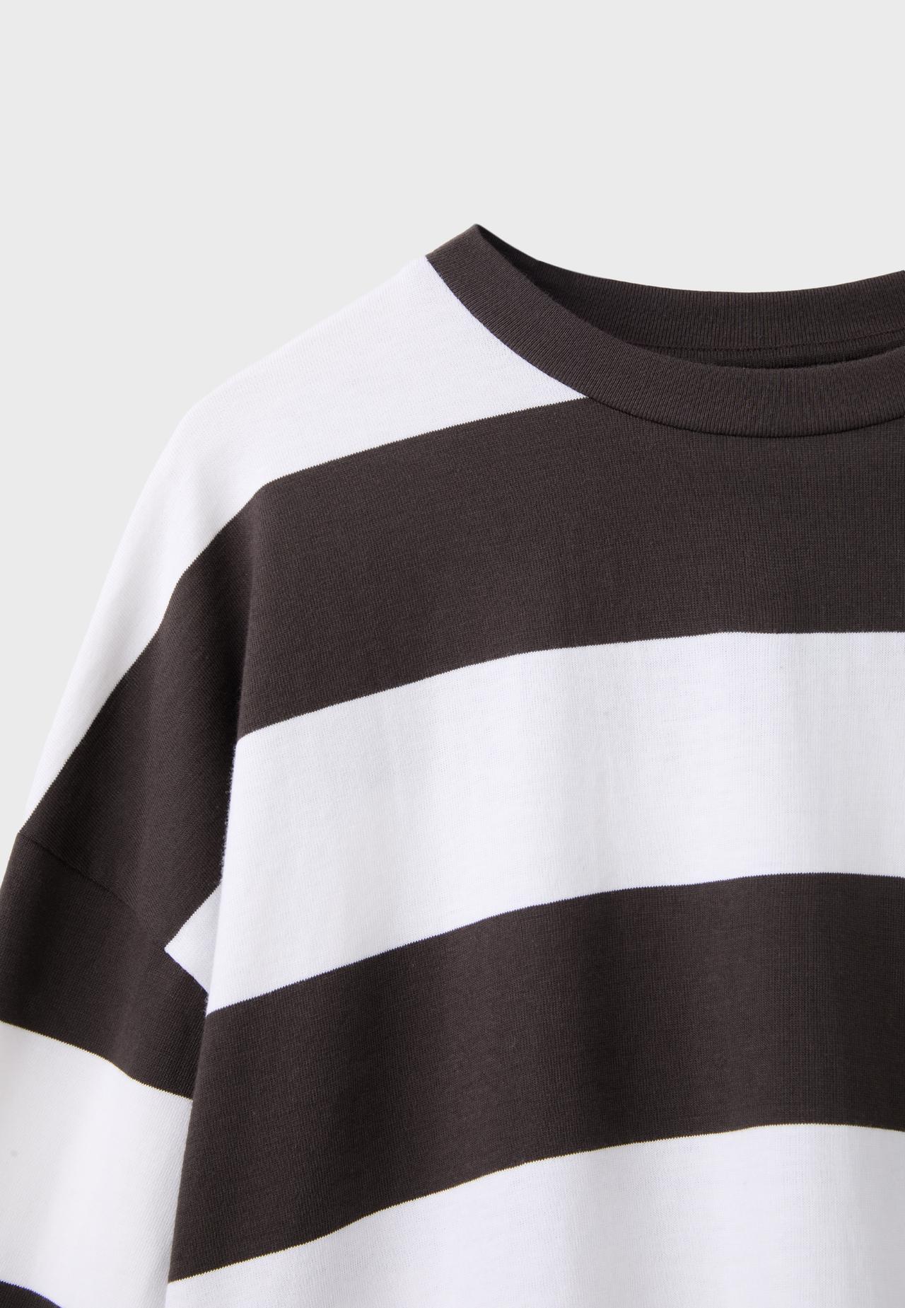 Boxy striped long sleeve T-shirt — Brown