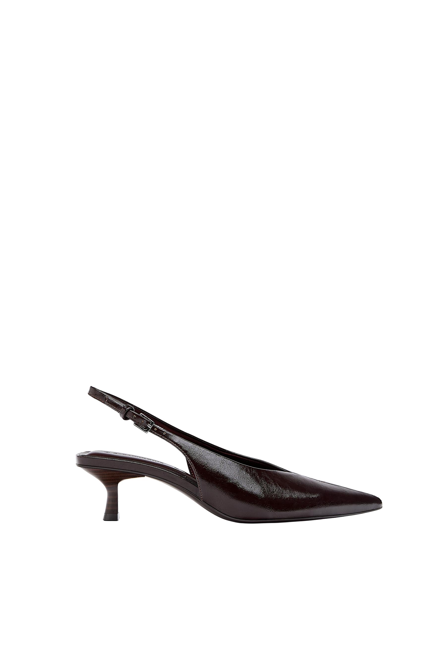 V-neck kitten heel shoes — BROWN